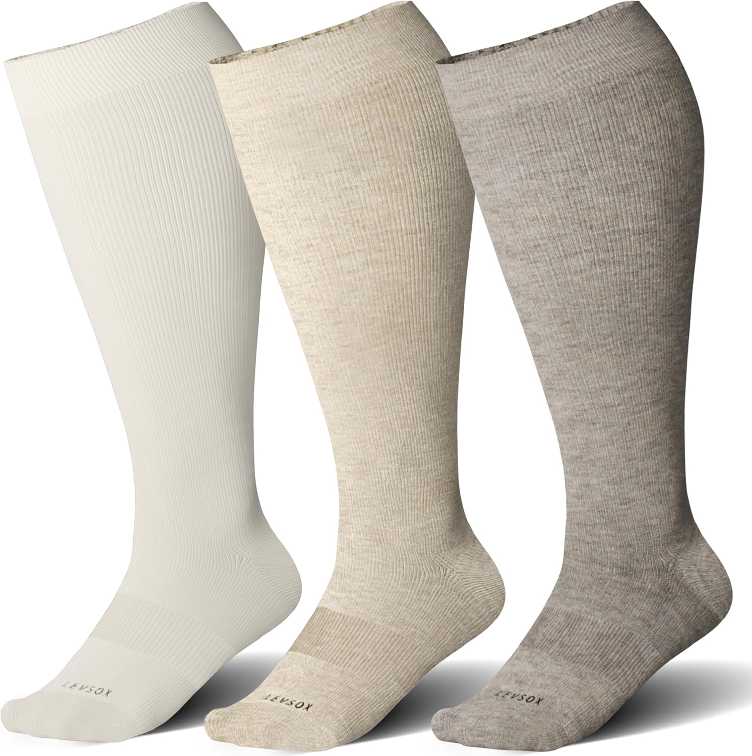 Detalle de LEVSOX Wide Calf Compression Socks for Women & Men (Plus Size) 15-20mmHg Knee-High