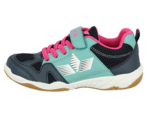 Detalle de Lico Unisex Kinder Sport Hallenturnschuhe Marine Türkis Pink, 27 EU – robust, einfach zu handhaben