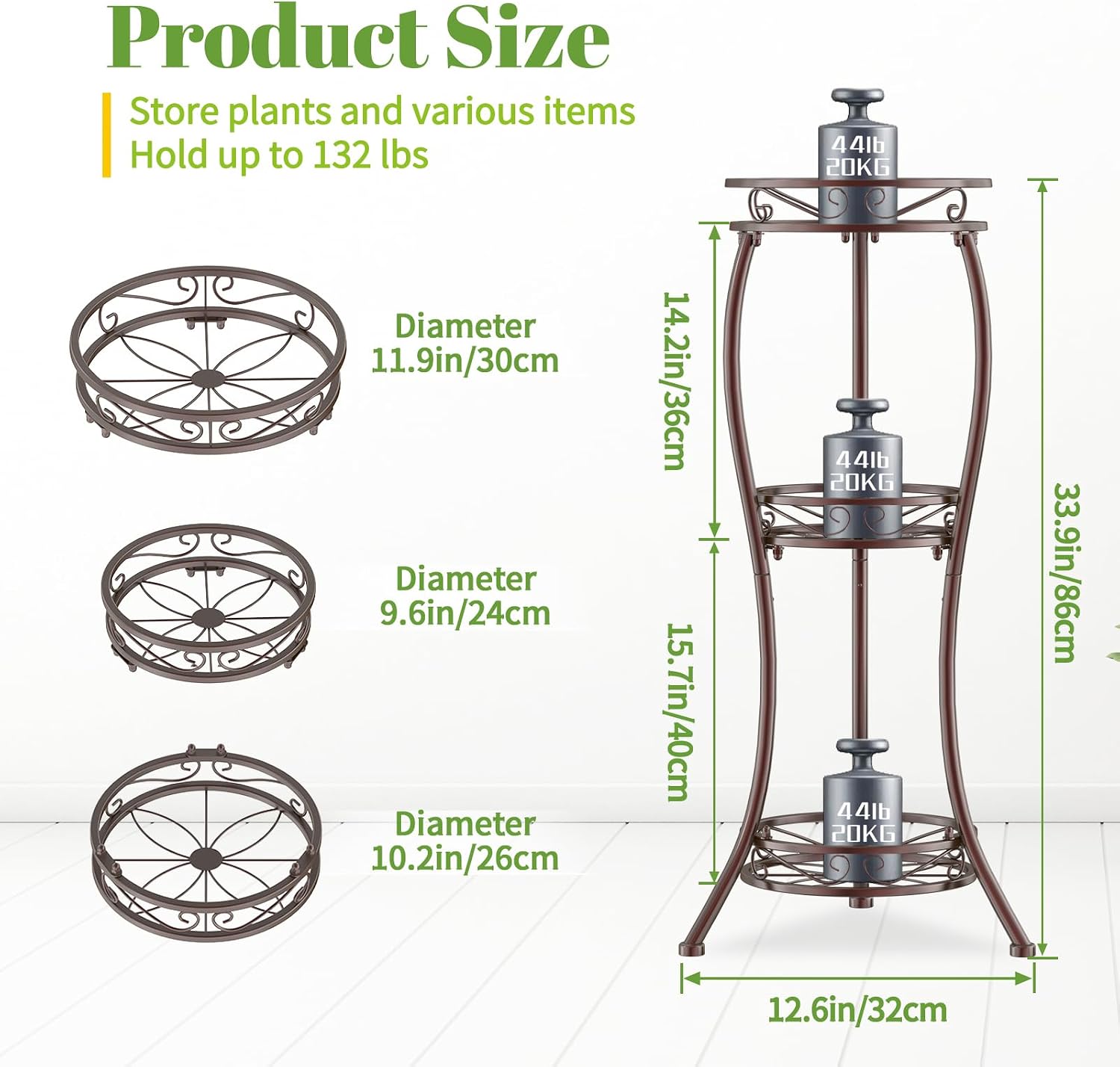 Detalle 2 de iDavosic.ly Metal Plant Stand, 34-Inch