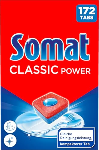 Somat Classic Power kompakte Spülmaschinentabs (172 Tabs) – Fettlösekraft im Eco-Programm