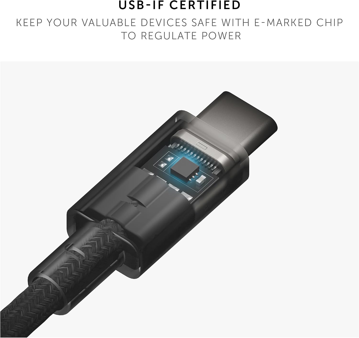 Detalle de Native Union Anchor Cable 240W (3m/10ft) USB‑C to USB‑C with weighted knot – reinforced braided PD 3.1 charging cable