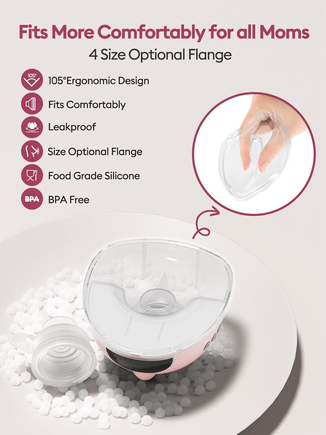 Thumbnail 4 de Lulia Tiralatte elettrico indossabile rosa (1 pezzo) con 4 modalità e 9 livelli