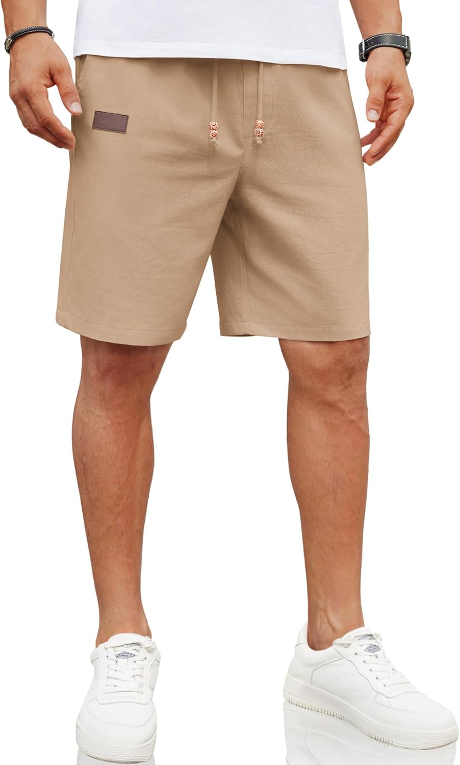 Thumbnail 6 de COOFANDY Herren Leinen Shorts – Kurze Leinenhosen mit Gummibund und Bohemian-Detail