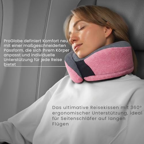 Detalle de Proglobe Nackenkissen Flugzeug – Reisekissen aus Memory Foam, 100% Memory Foam, Rosa
