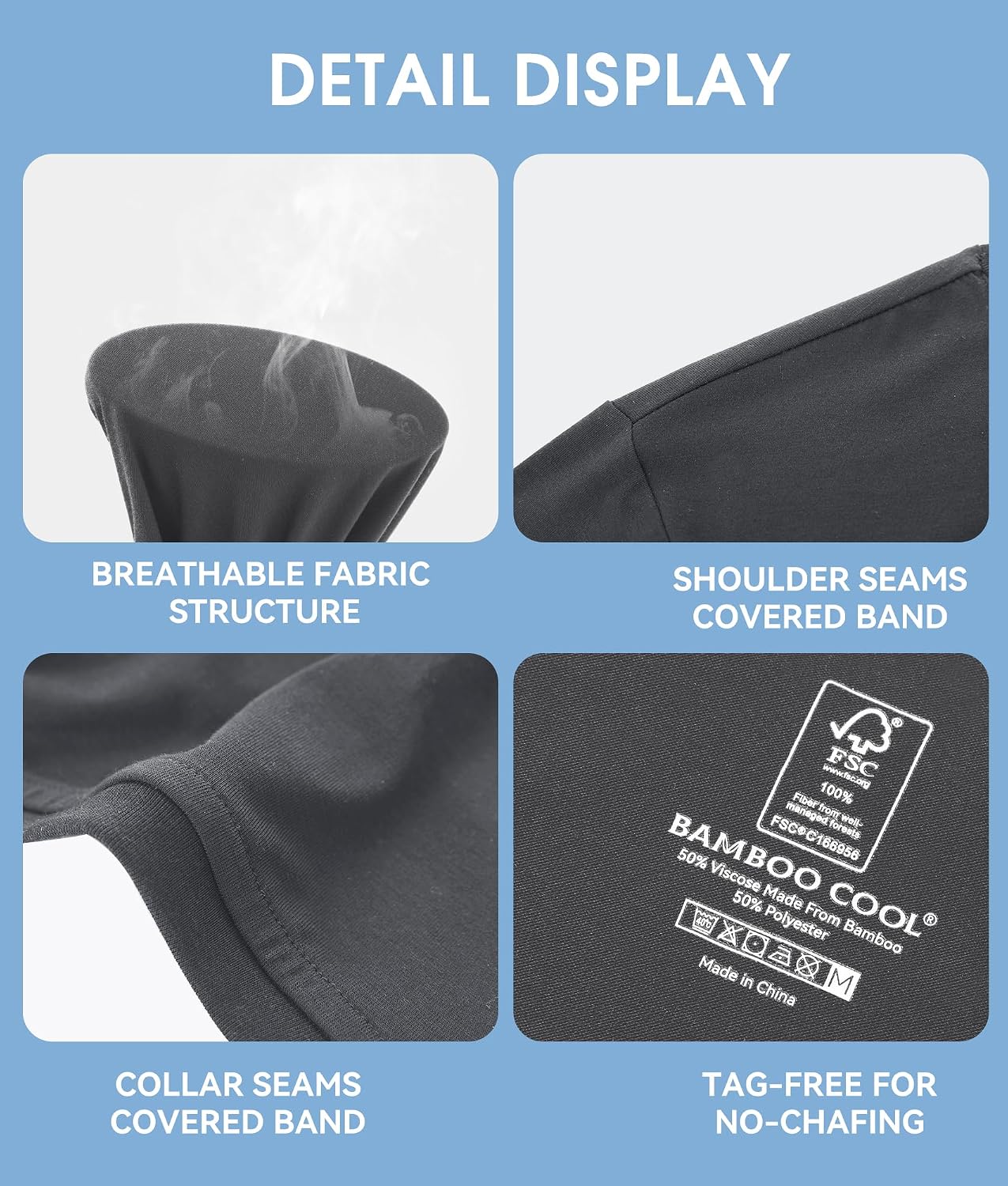 Detalle de BAMBOO COOL Men's Undershirts, 6-Pack