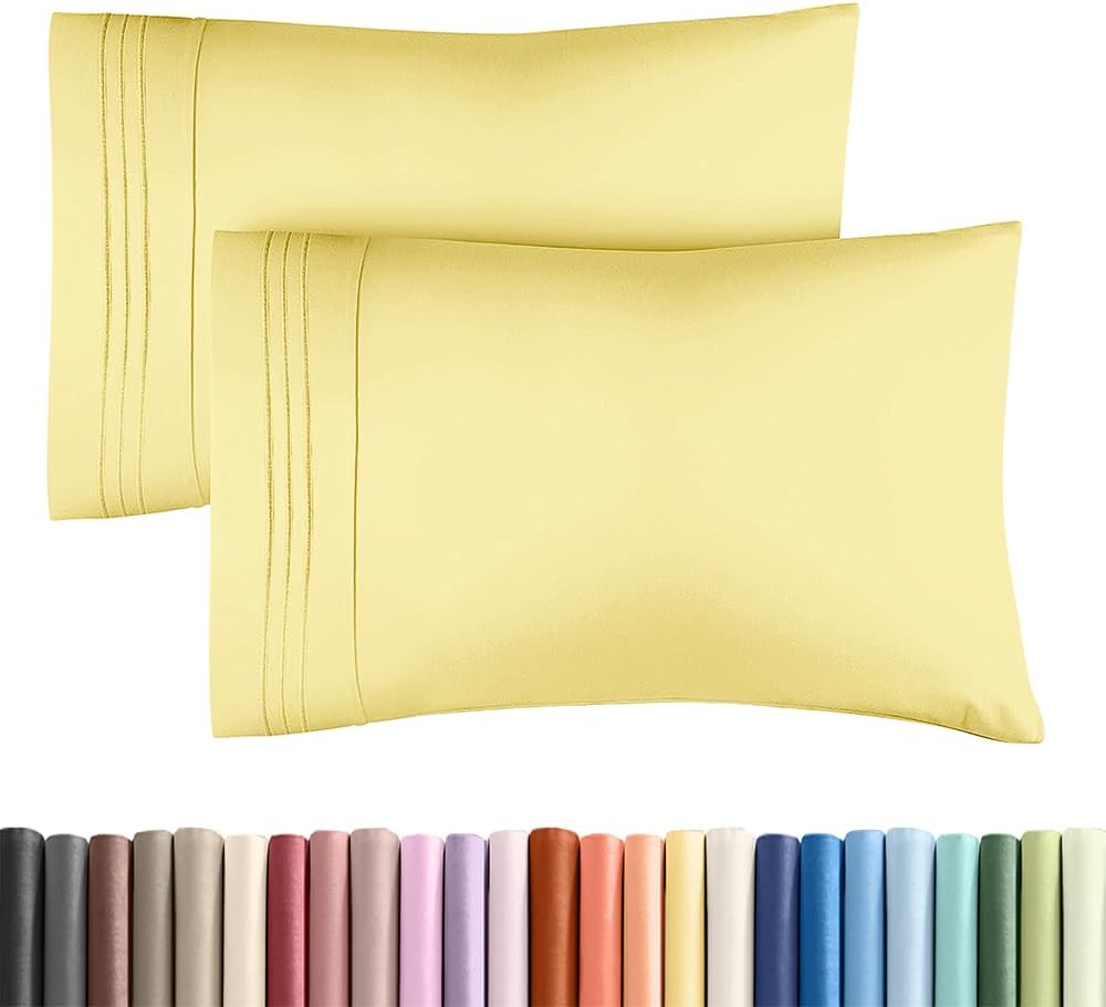 Detalle de Standard Pillow Cases Set of 4 – Ultra Soft Hotel Quality Pillowcase Covers in Yellow
