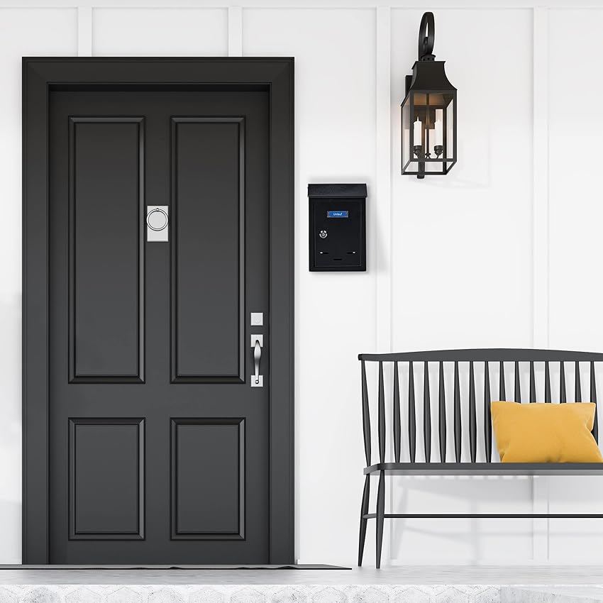 Detalle 2 de Relaxdays Buzón Pared Vertical negro 26,5×19×6,5 cm
