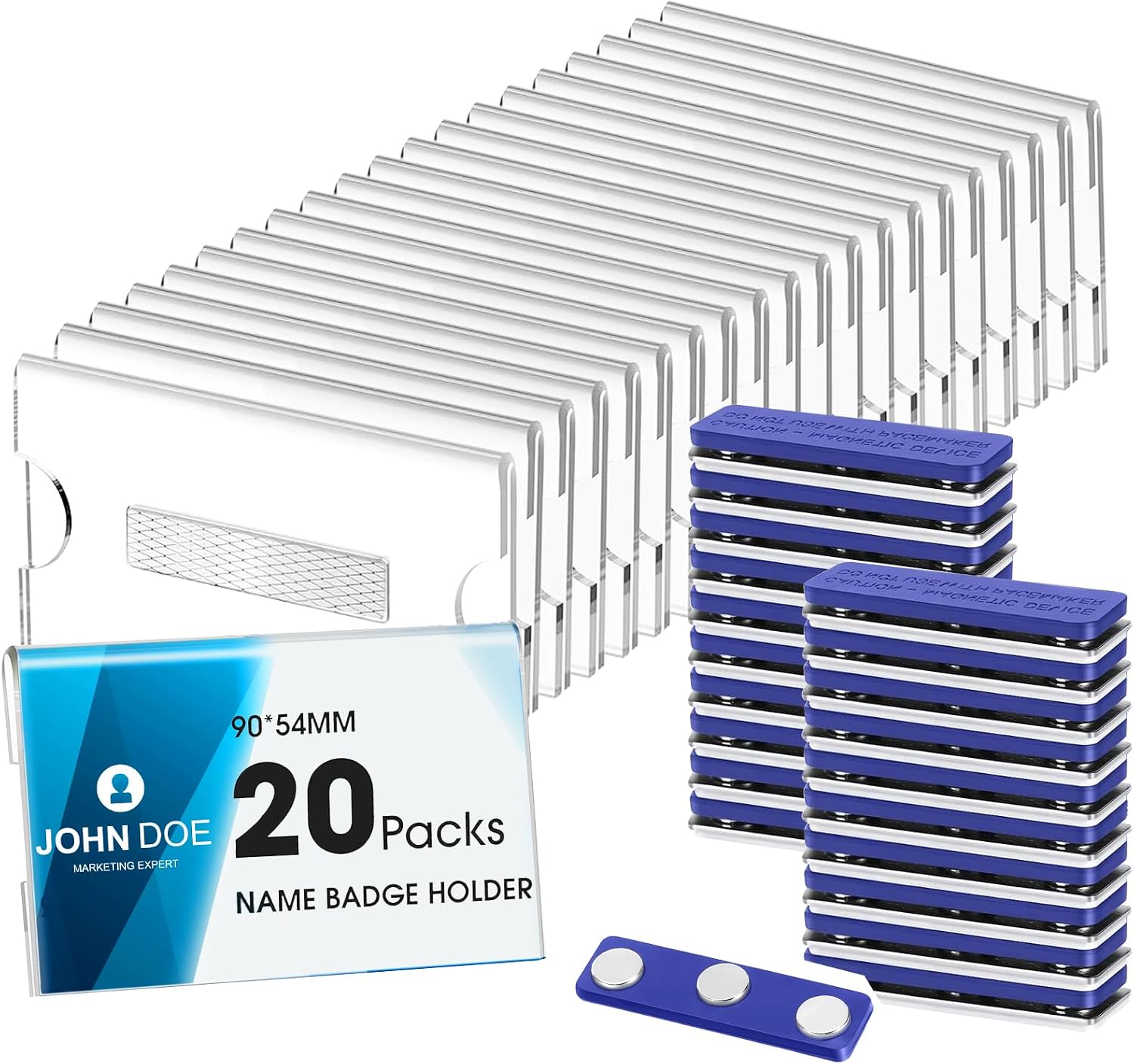 Detalle de Wubushan 10Pcs Namensschilder für Kleidung magnetische naambordjes 90 x 54 mm, 20 stuks