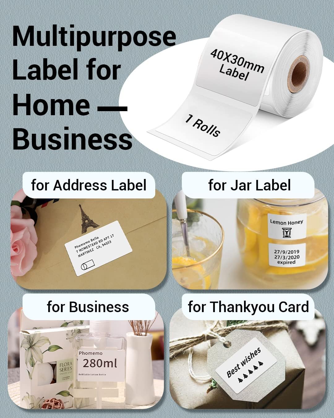 Thumbnail 4 de Phomemo PM-M110-4030 Thermal Labels, 1.57 x 1.18 in, 230-Count Roll