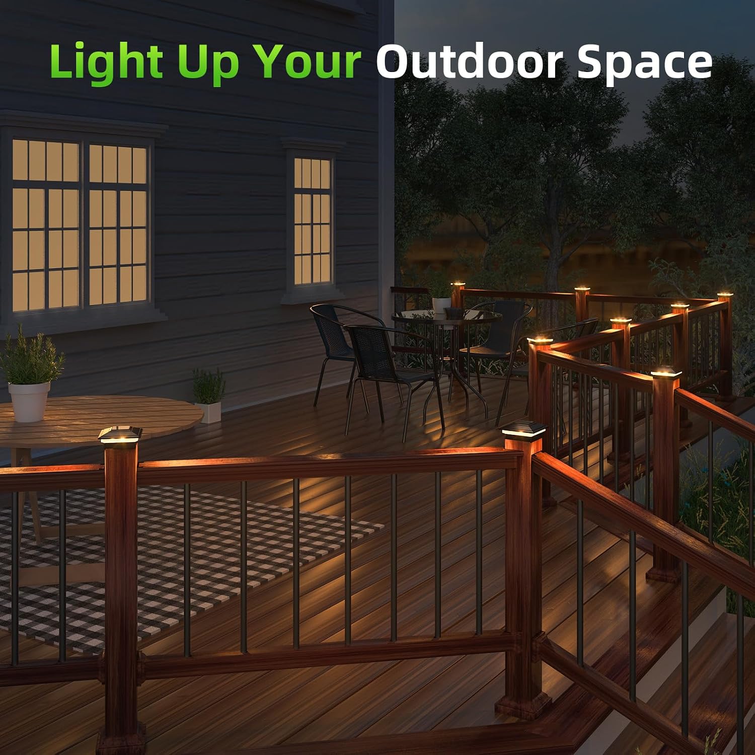 Detalle de JOFIOS TZ28 Solar Post Cap Lights, 12-Pack, Dual-Colour LED, Waterproof