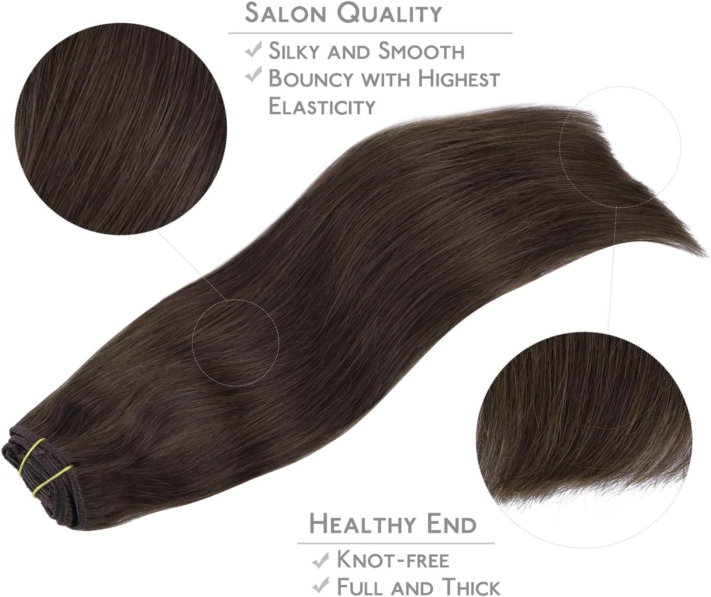 Detalle de WENNALIFE Extension Capelli Veri Clip 35 cm 120 g (7 pezzi) Remy con clip