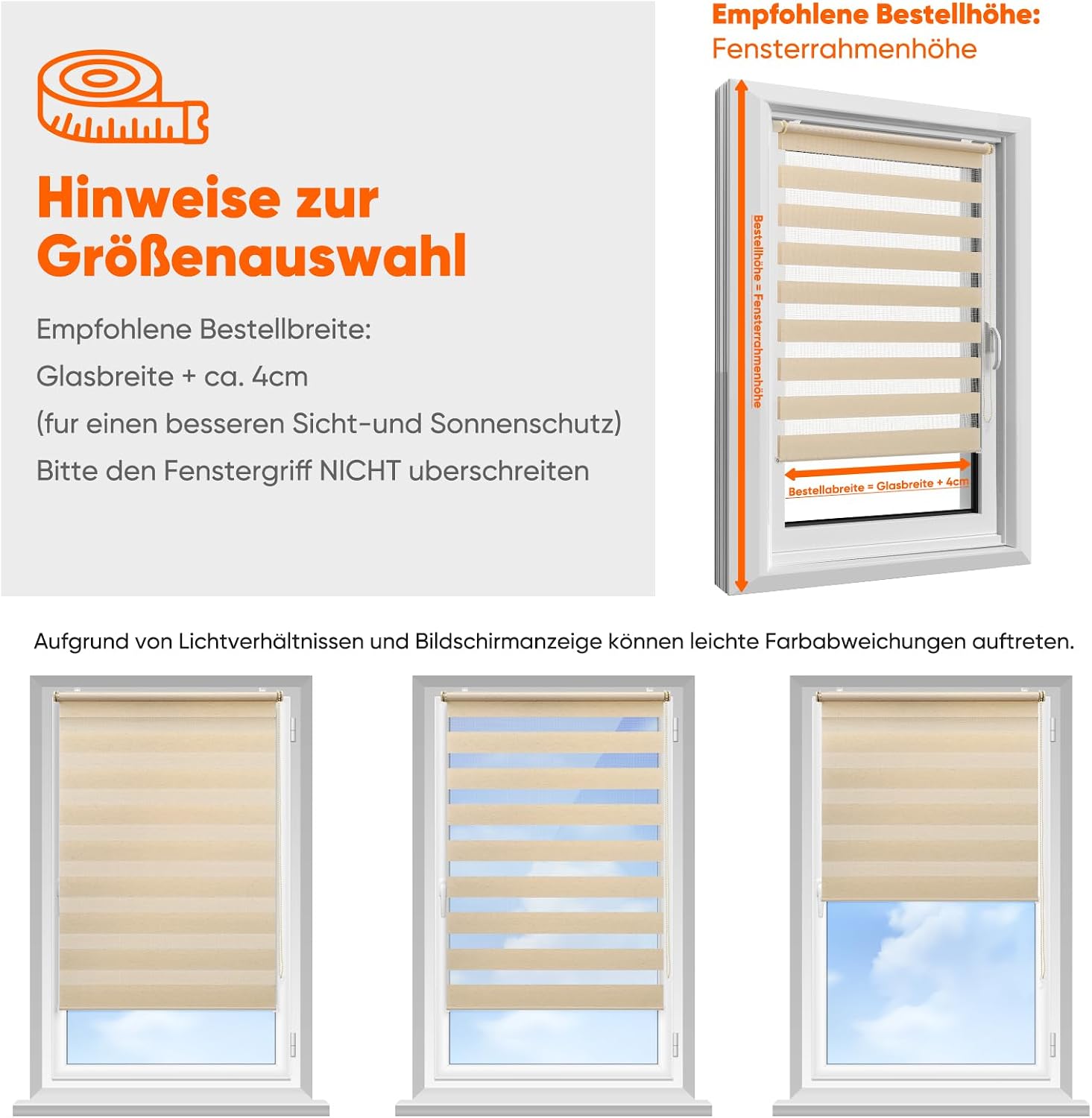 Detalle de Sekey Doppelrollo Klemmfix ohne Bohren für Fenster – 90x150 cm, Gelbleinen