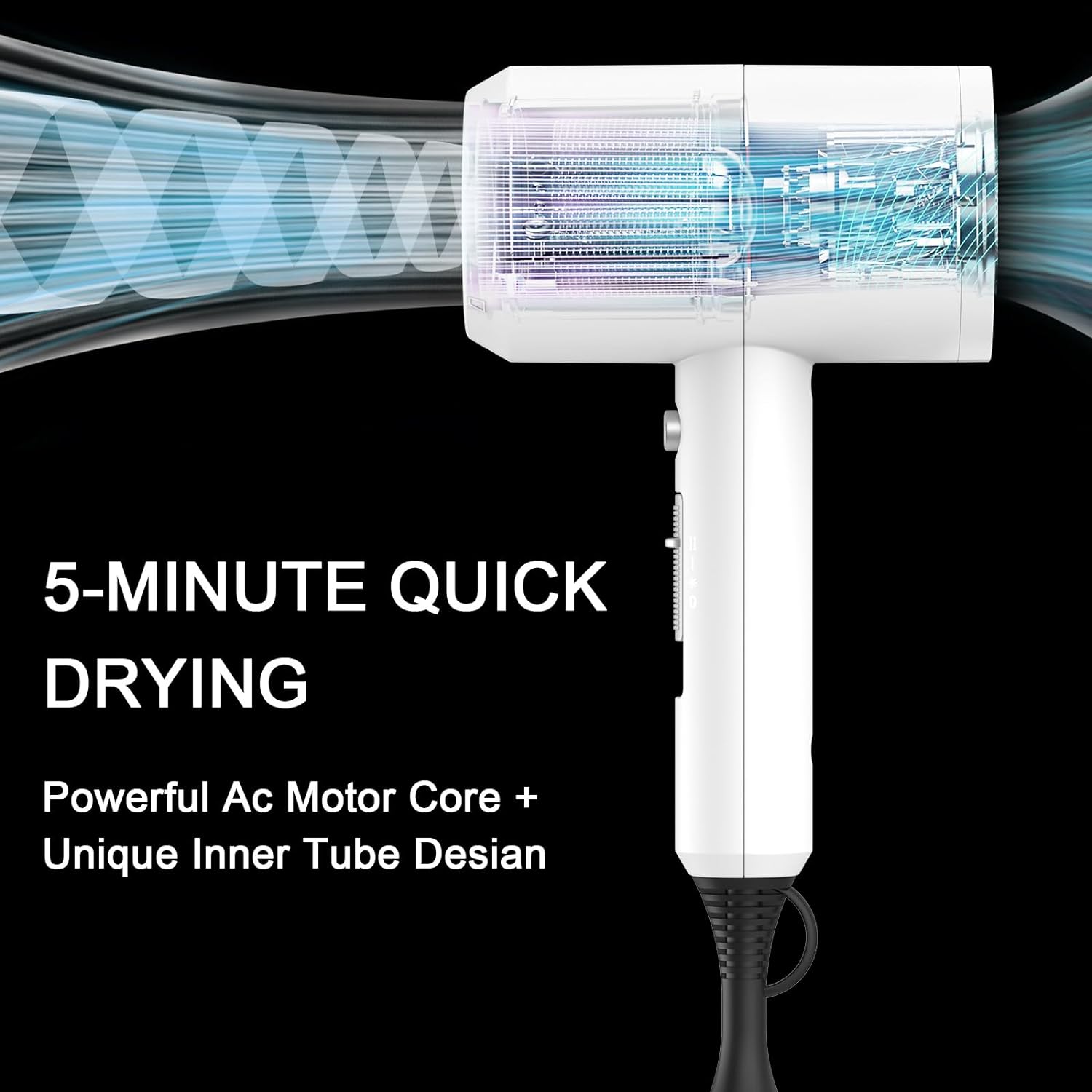 Thumbnail 1 de Slopehill Professional Ionic Hair Dryer (1800W) with 2 Concentrator Nozzles + Diffuser, White