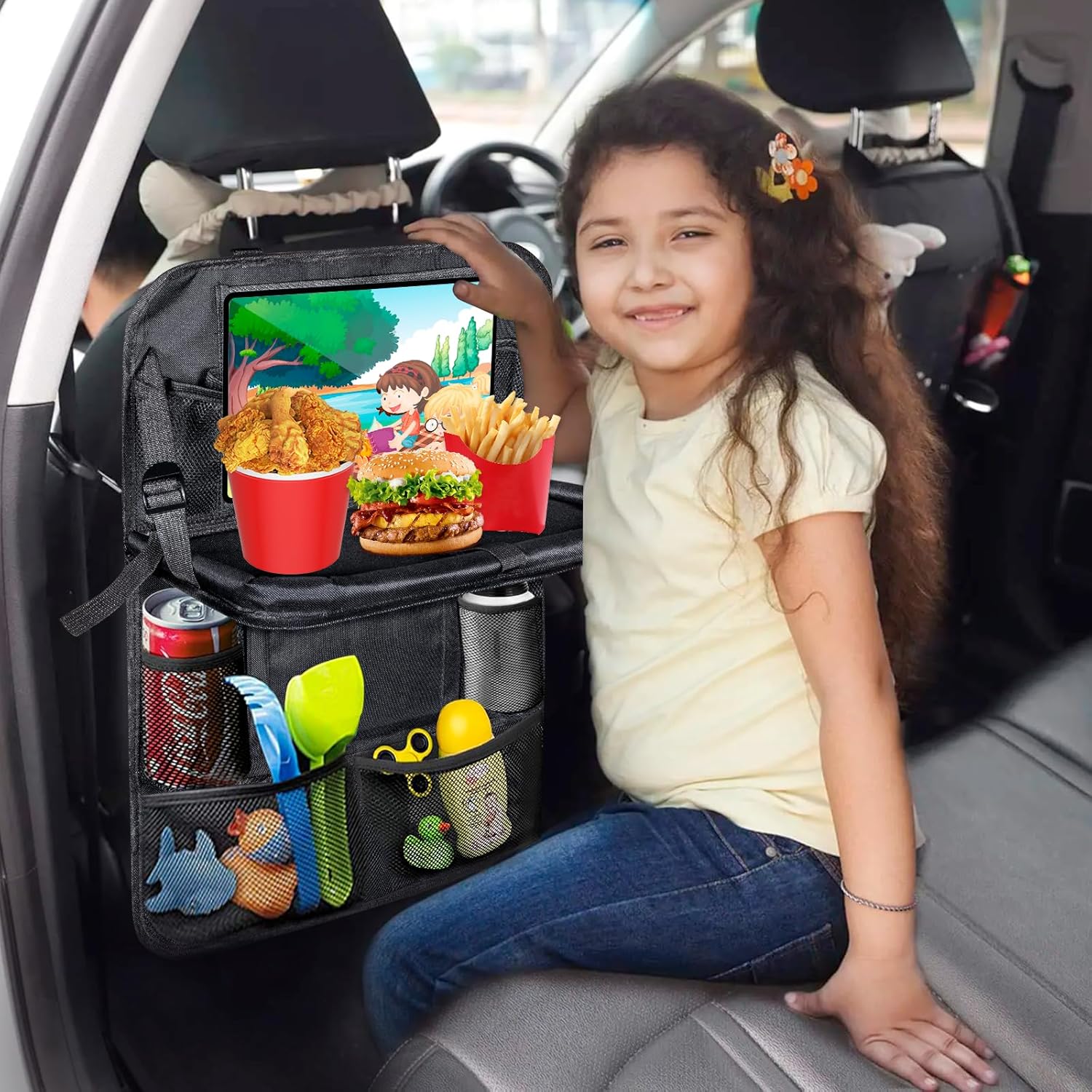 Thumbnail 6 de Rückenlehnenschutz fürs Auto für Kinder mit 10-Zoll Tablet-Tasche (1 Stück) – 600D Oxford, wasserdicht & mit Klapptisch