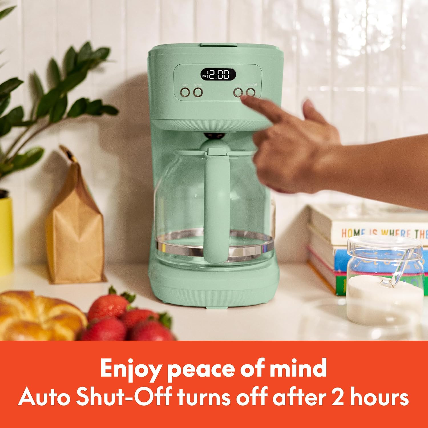 Detalle de bella 12 Cup Programmable Coffee Maker with LCD Display, Auto Shutoff, 900W (Seaglass)