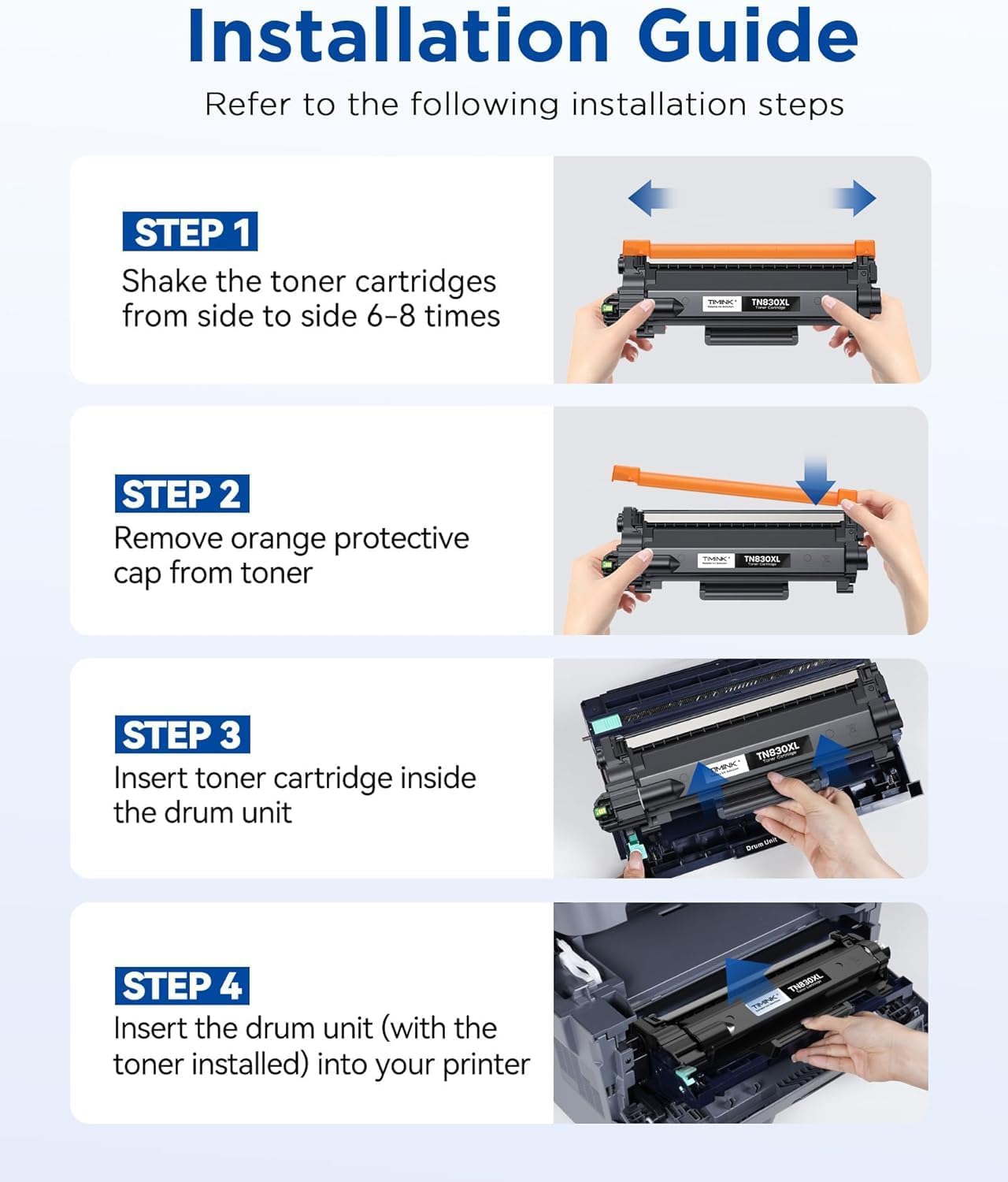 Thumbnail 4 de Timink TN830XL Black Toner Cartridge 4-Pack, Up to 3,000 Pages Each
