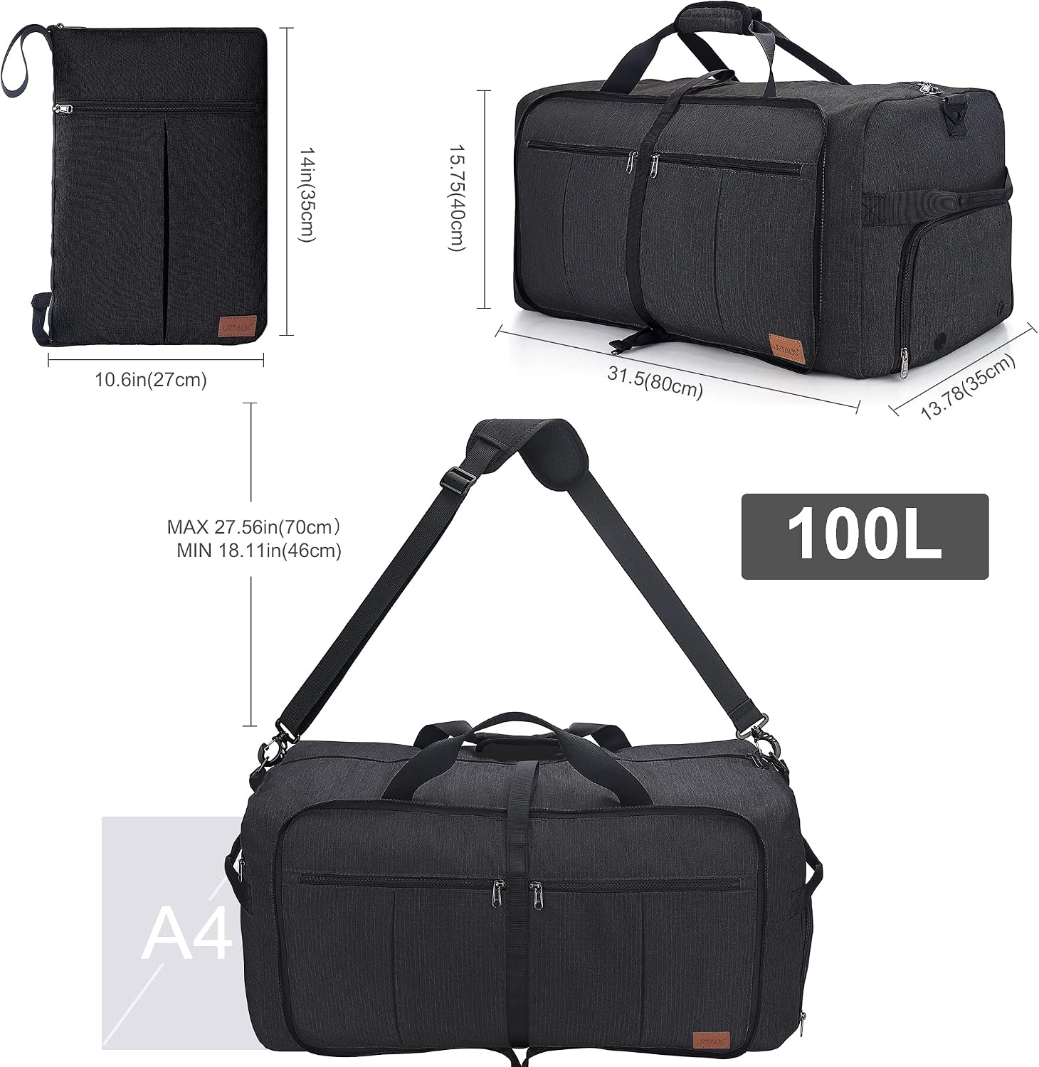 Thumbnail 1 de Urtala 100L Foldable Travel Bag (Duffel/Overnight Holdall) with Shoe Compartment