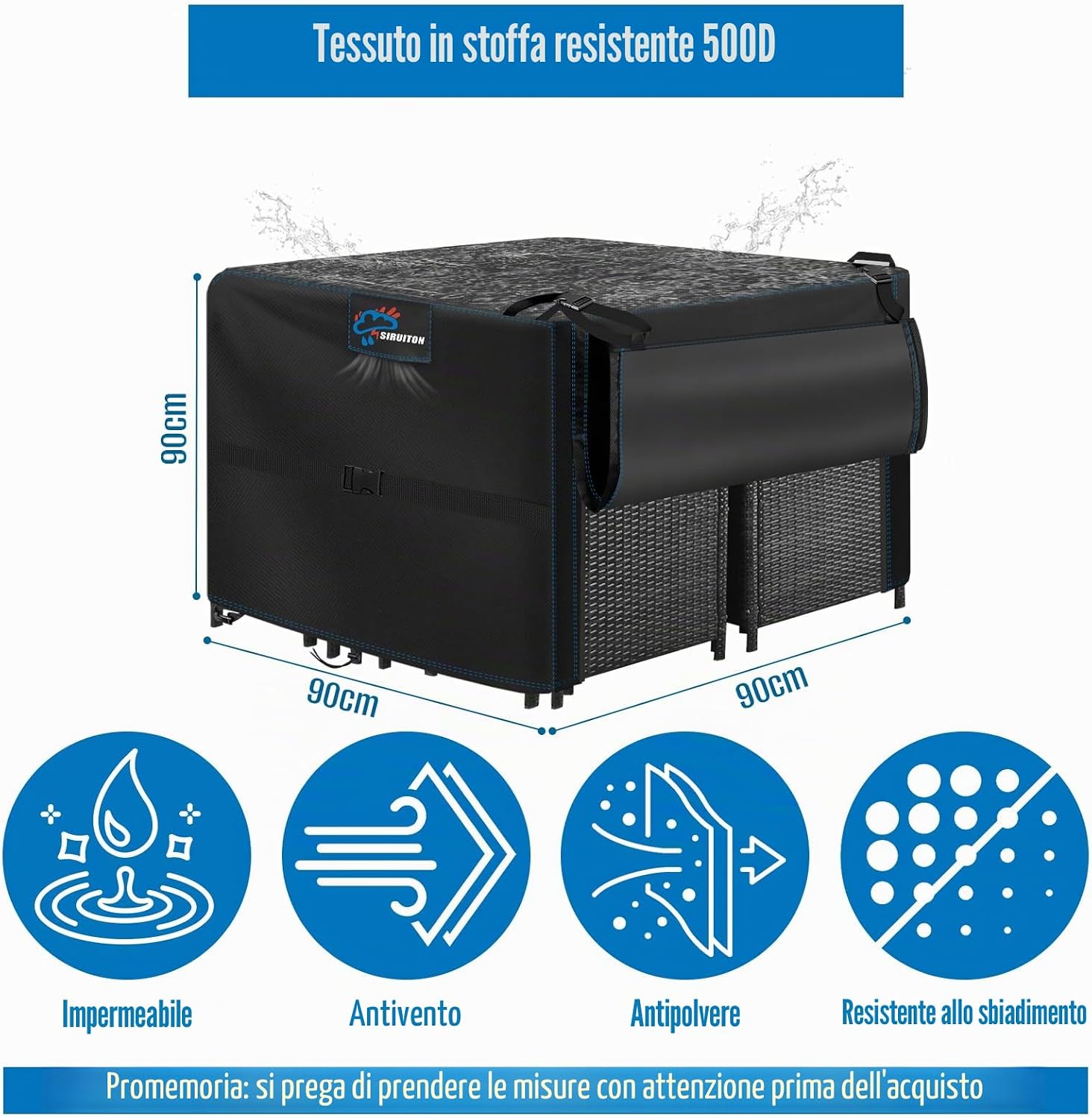 Thumbnail 1 de SIRUITON Copertura impermeabile 90x90x90 cm per mobili da giardino — ventilazione efficace e resistente agli strappi