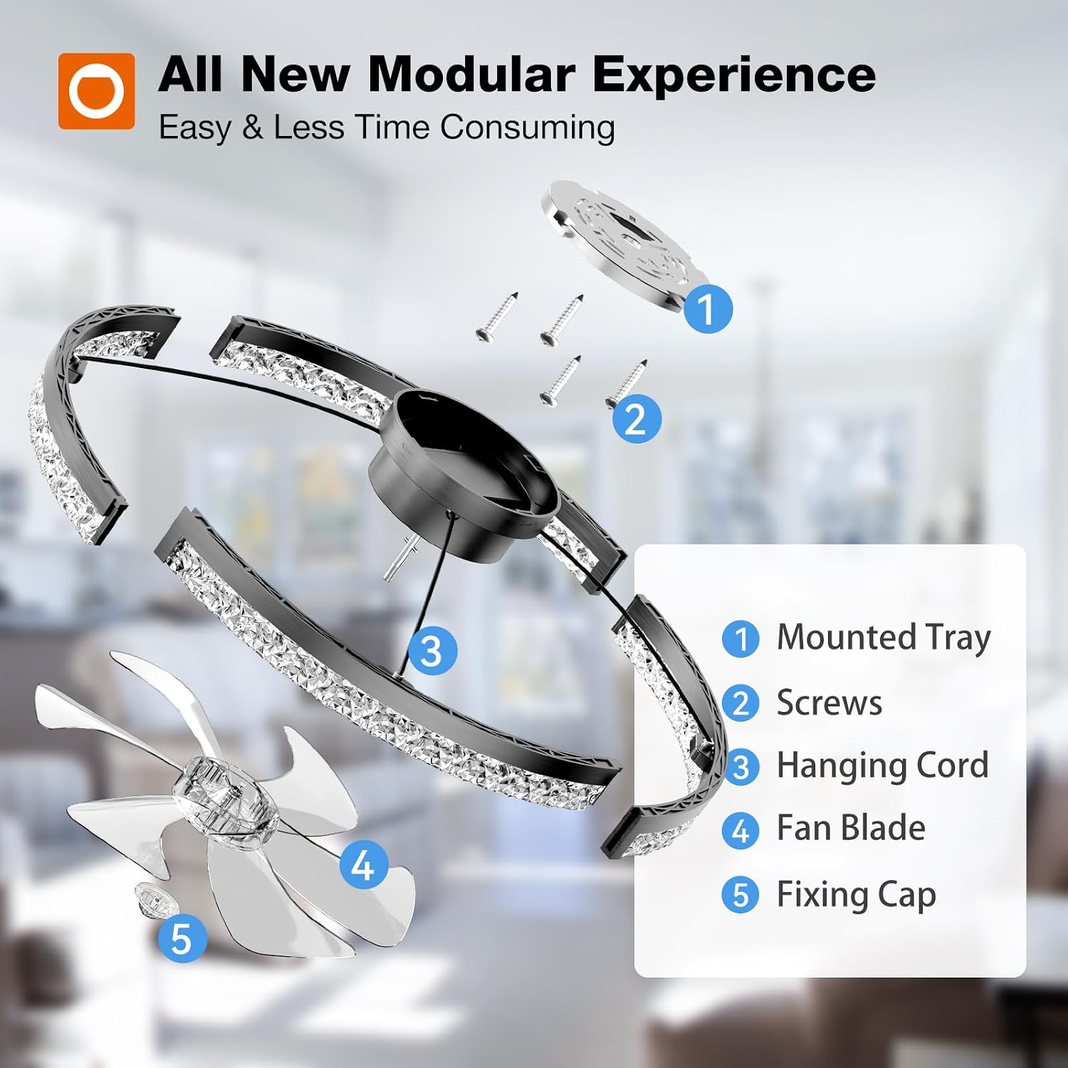 Thumbnail 6 de addlon NFM020111-11 24-Inch Low-Profile Ceiling Fan with Dimmable LED Light