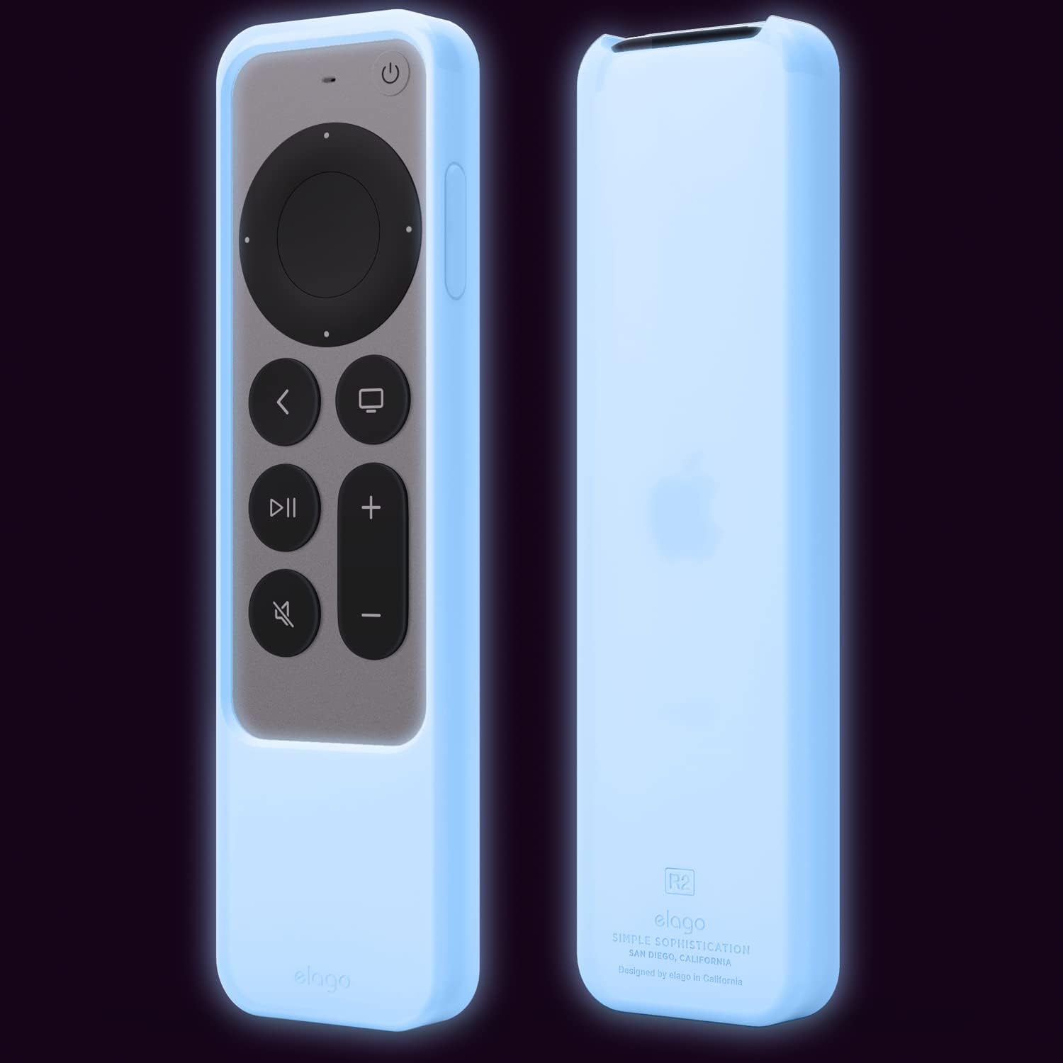 Thumbnail 4 de elago Étui R2 en silicone pour Apple TV 4K Siri Remote (3e gen 2022 & 2e gen 2021) – bleu phosphorescent