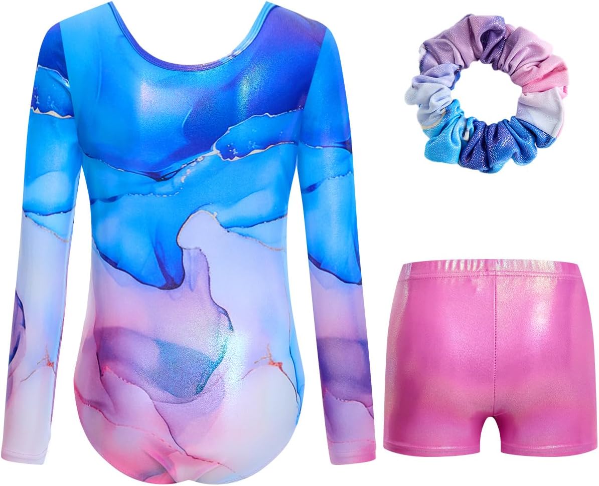 Thumbnail 1 de JiAmy Gymnastics Leotards for Girls with Shorts Set – Long Sleeve Kids Gymnastics Outfit (Ages 3–12)
