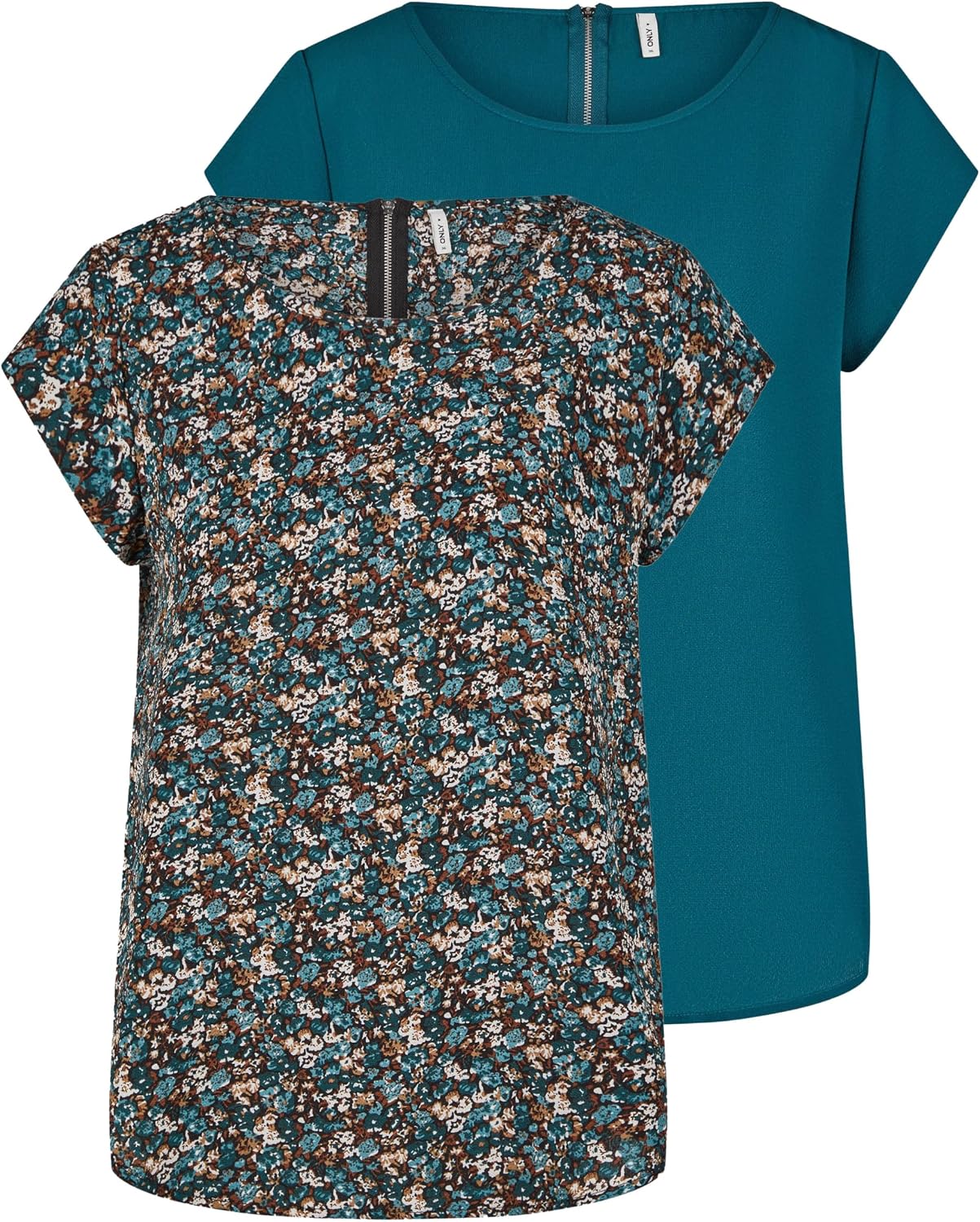 Detalle de ONLY Damen T-Shirt ONLVIC 2er Pack Rundhals
