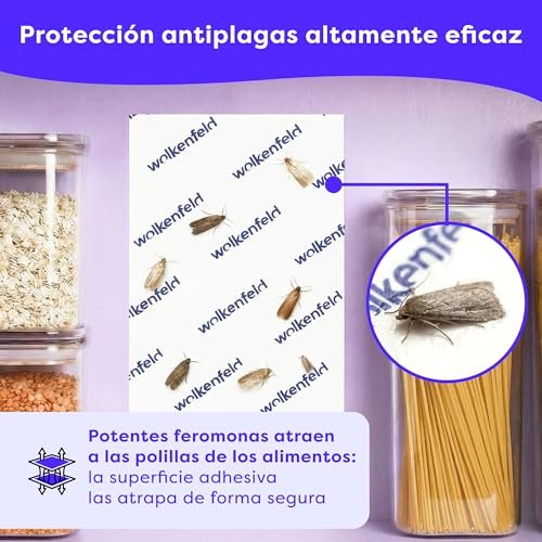 Detalle de Wolkenfeld Antipolillas Cocina y Despensa 10x: trampas adhesivas con feromonas para polillas de alimentos