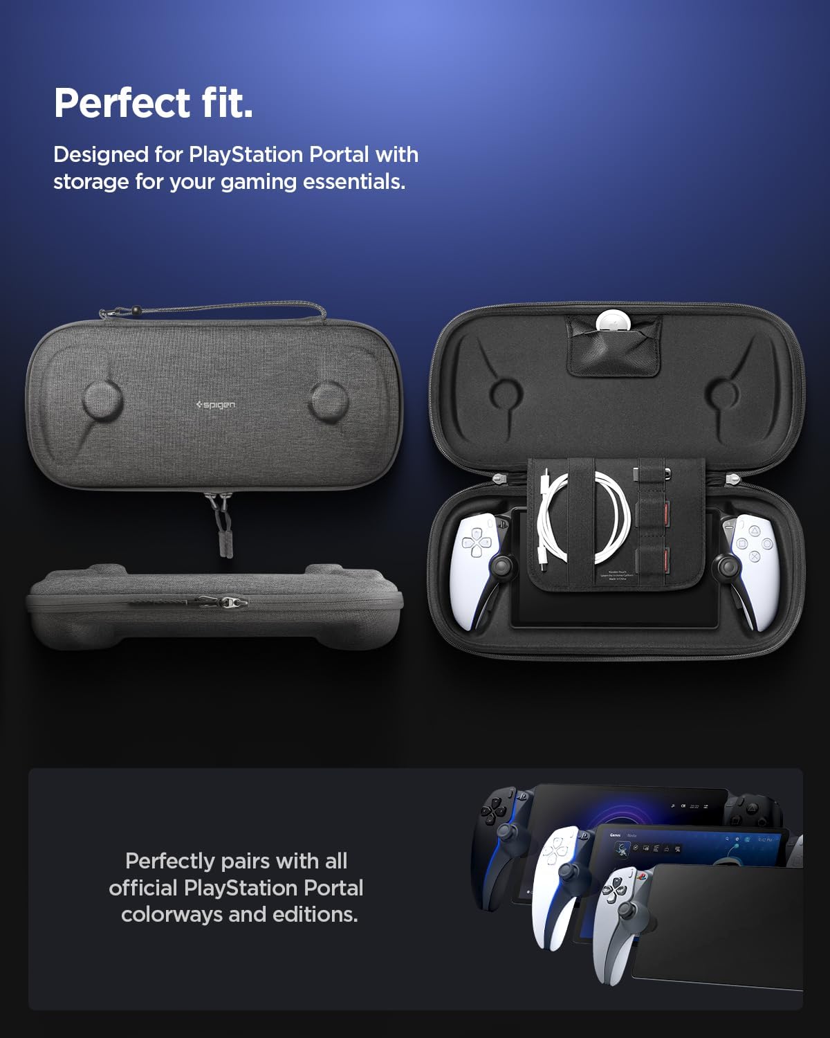 Thumbnail 2 de Spigen Klasden Pochette pour PlayStation Portal Remote Player (gris anthracite) avec 2 options de transport et dragonne