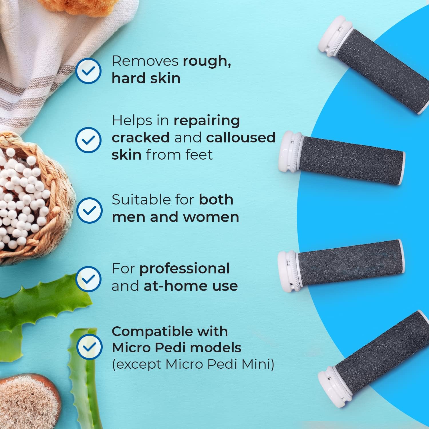Detalle de 4 x Super Coarse Micro Mineral Replacement Rollers for Emjoi Micro-Pedi (Full Set)