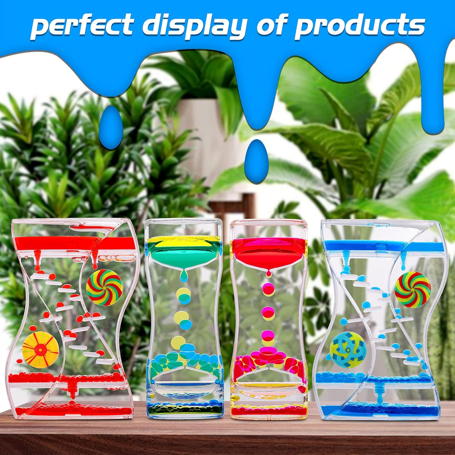 Thumbnail 1 de XINBAOHONG Liquid Motion Bubble Timer – 4er-Set Tropfen-Sanduhr für Spiel & Stressabbau