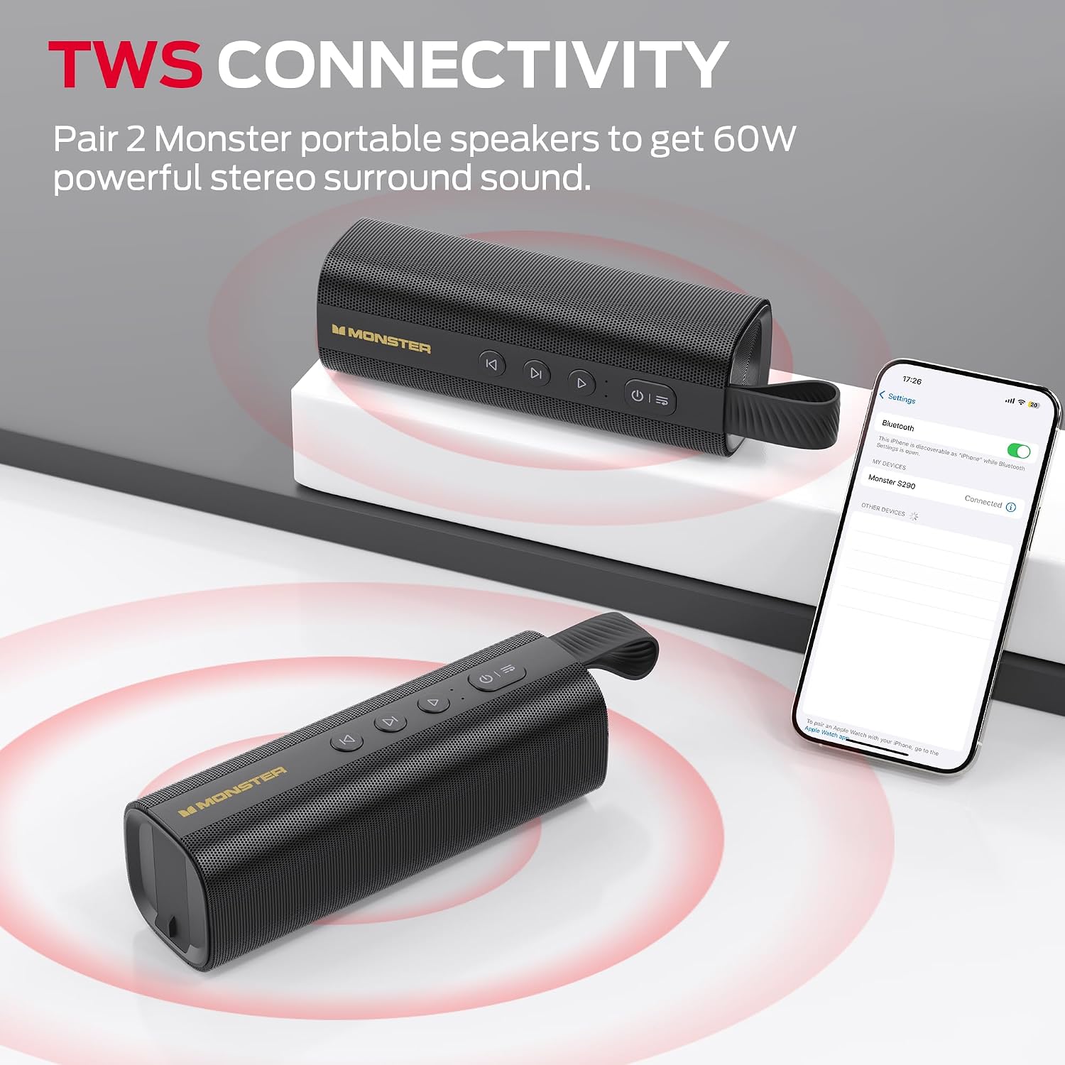 Thumbnail 6 de Monster S290 S38 Portable Bluetooth Speaker, 30W Stereo, Bluetooth 6.0, IPX6