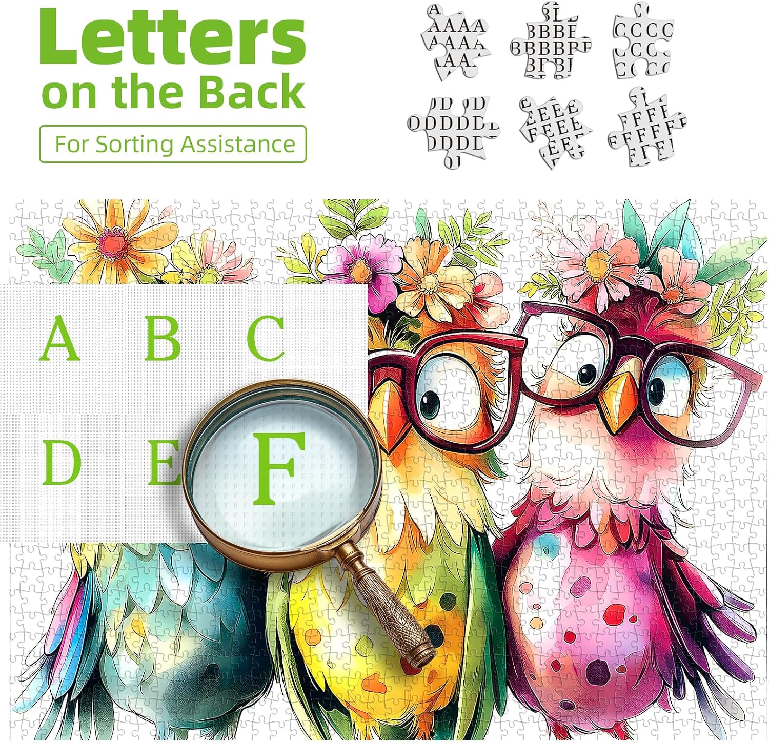 Detalle de Colorful Owls 500 Puzzle for Adults 🧩