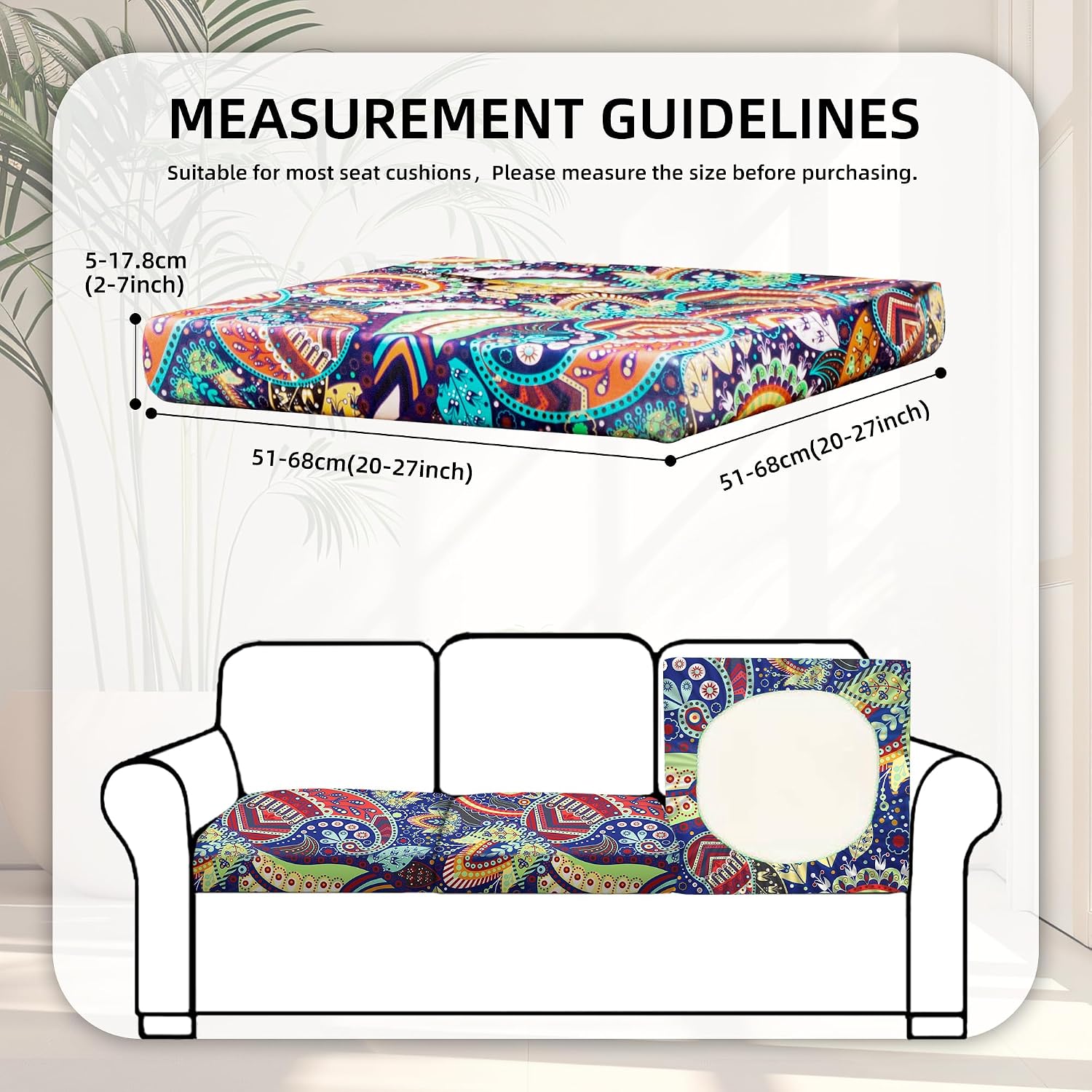Thumbnail 1 de BIETYONE 8Pcs Stretch Patio Cushion Covers 20–27in