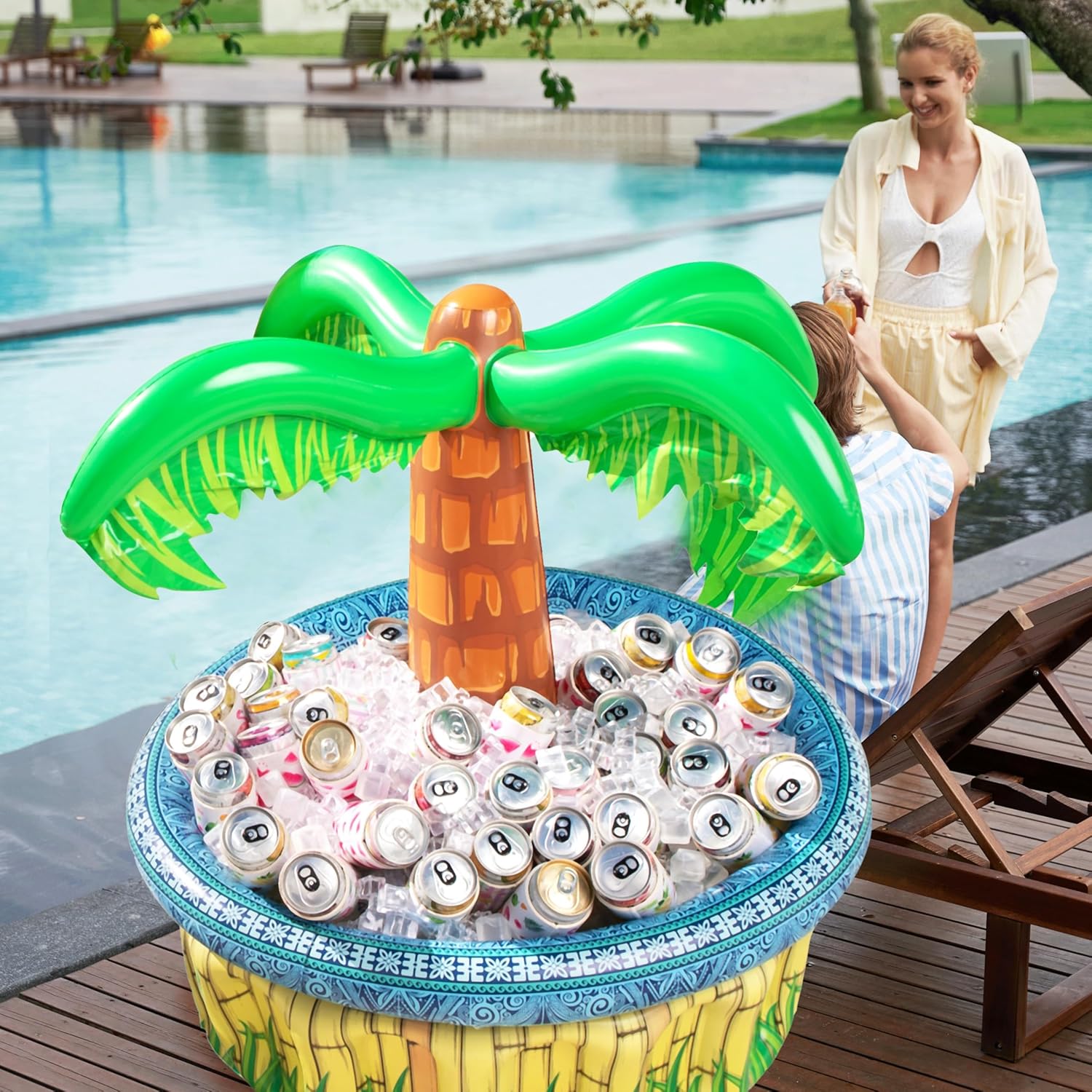 Detalle de JOYIN 71 cm Inflatable Palm Tree Cooler for Beach & Luau Parties