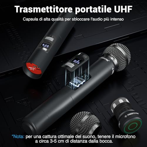 Thumbnail 4 de Phenyx Pro PTU-71A: Sistema microfono wireless UHF con due canali per karaoke e imprese