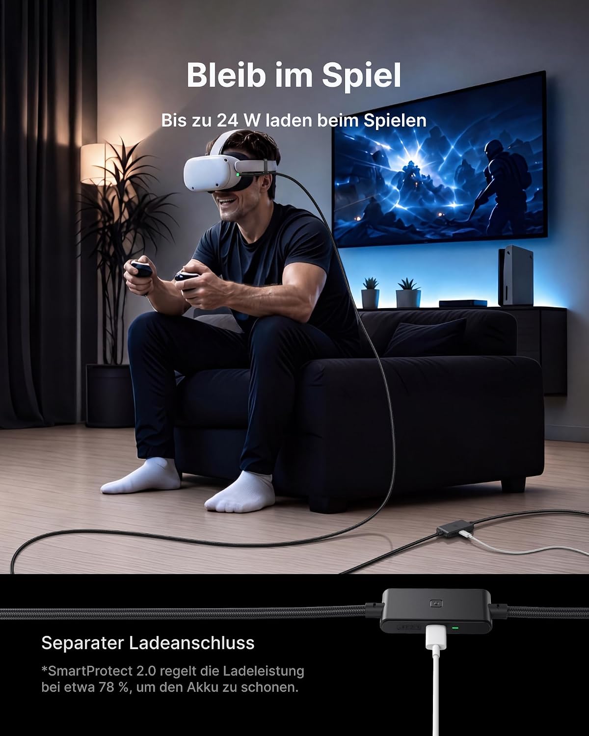 Detalle 2 de INIU Link Kabel 5 m USB‑C VR‑Datenkabel für Quest/PC