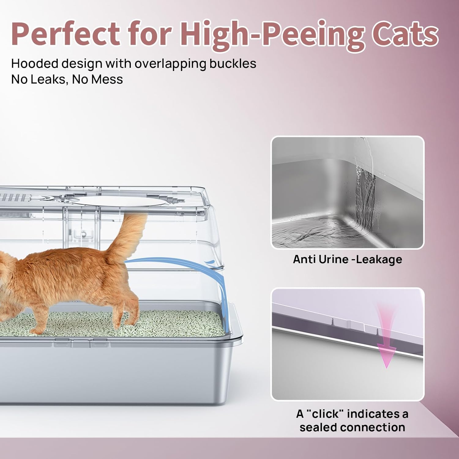Detalle de Litière pour Chat en Acier Inoxydable 304 – XXL, avec Couvercle et Pédales, BEST JAJA ( Violet )