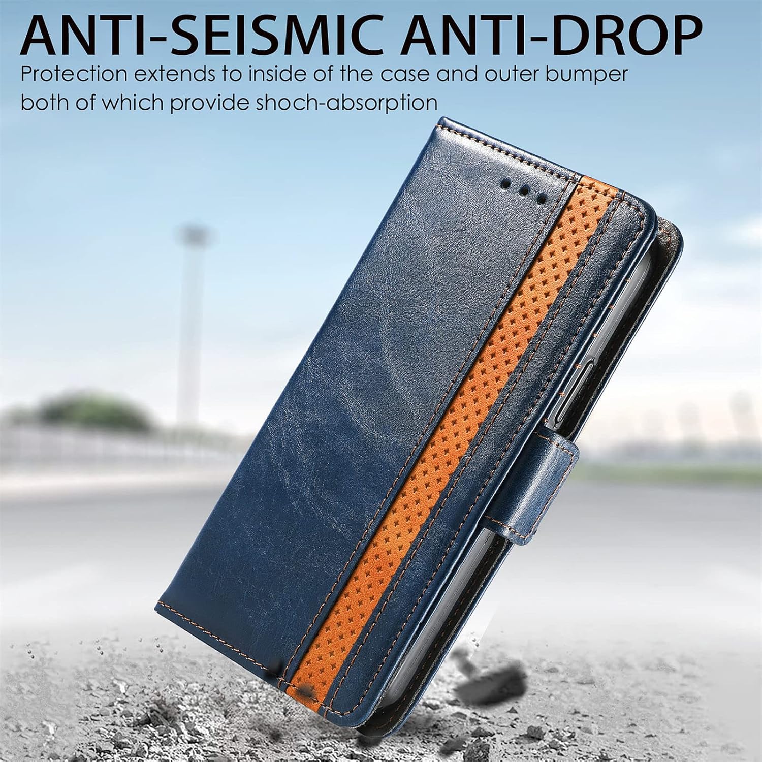 Thumbnail 6 de MOJIA Hülle für Motorola Signature – PU Slim Magnetische Klapphülle mit Kartenfach, Standfunktion, Blau