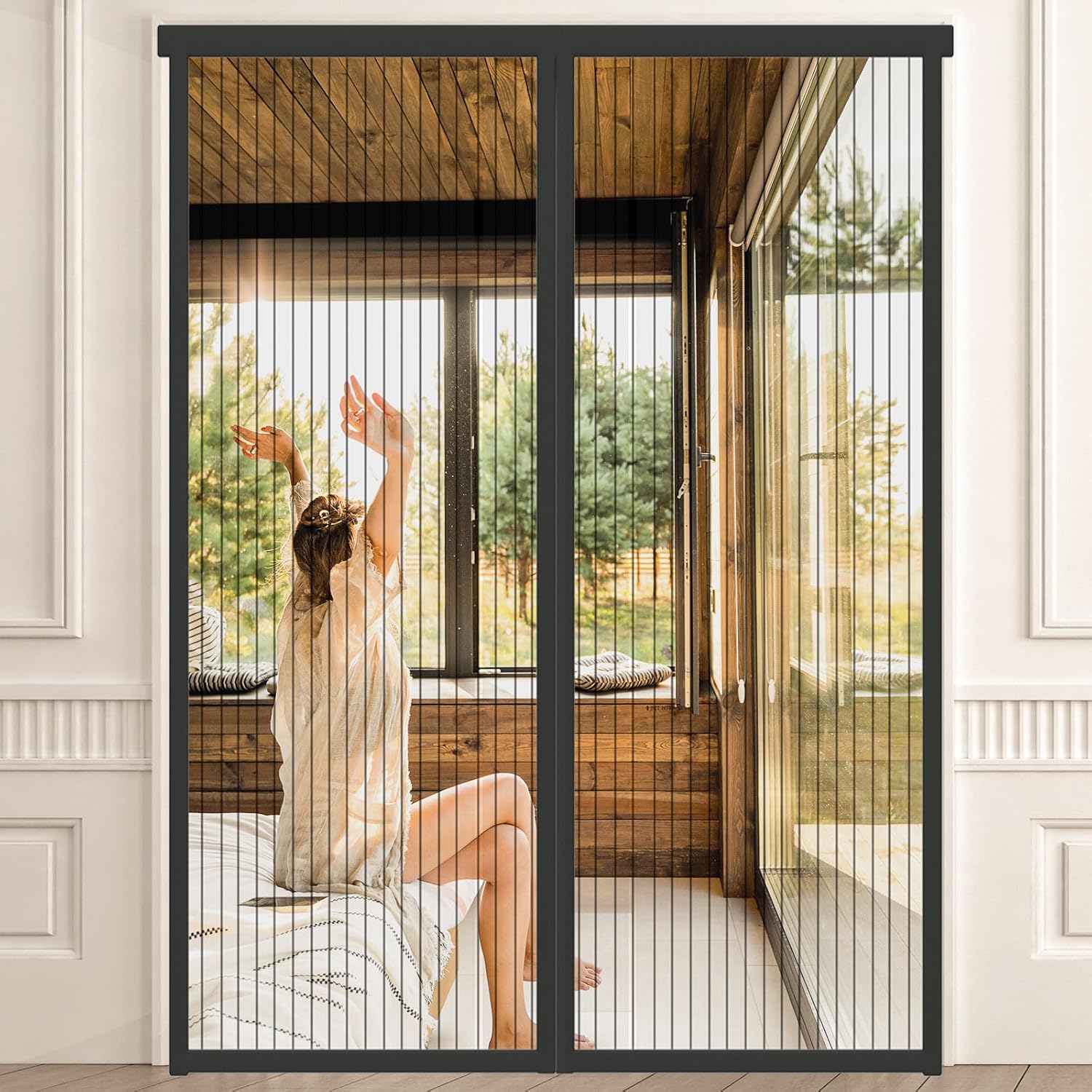 BukyTom Zanzariera magnetica per porta 90x200 cm nera (porta e balcone)