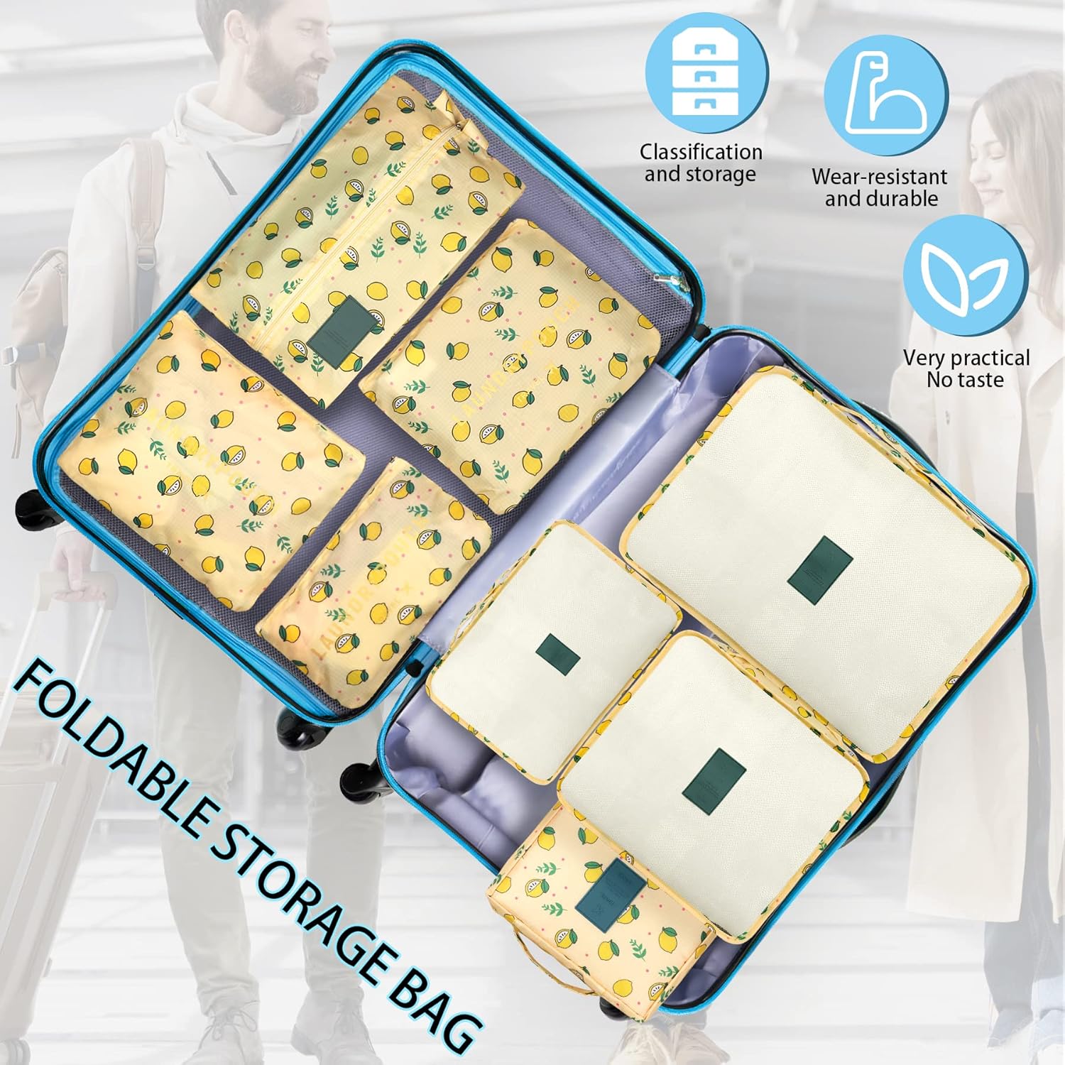Detalle de Coolzon Packing Cubes Koffer Organizer – 8-teiliges Set, Gelb
