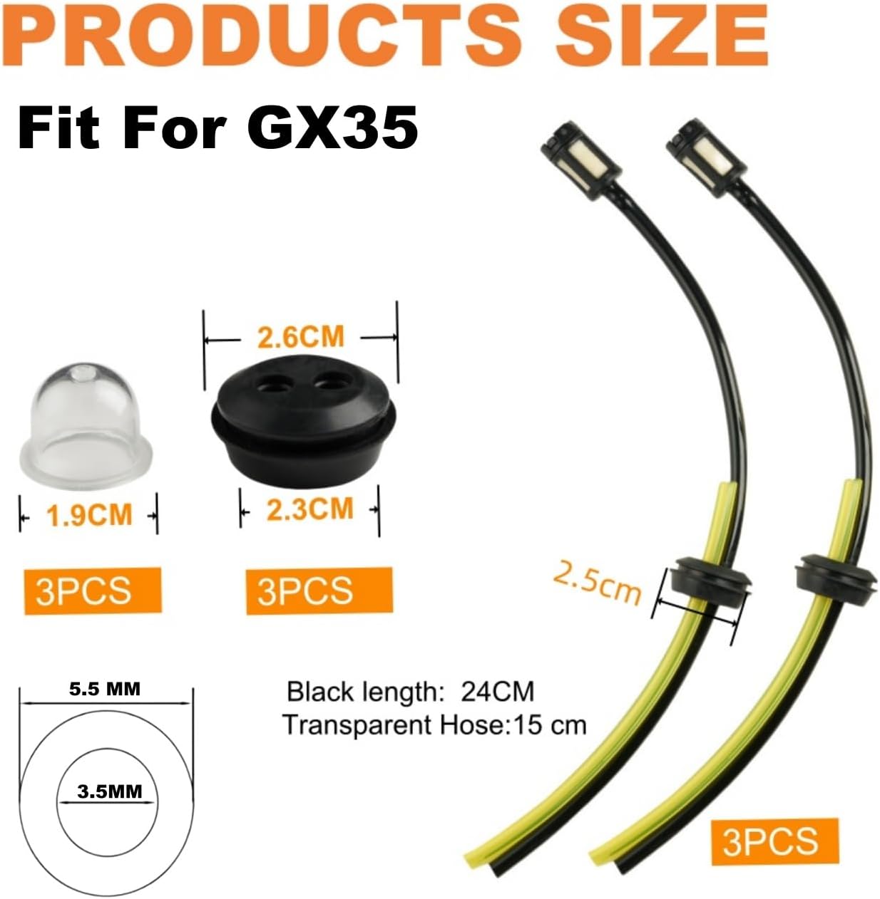 Thumbnail 1 de Strimmer Fuel Line by Aurdox – Universal Fuel Hose Kit for Garden Machinery (3 Sets)
