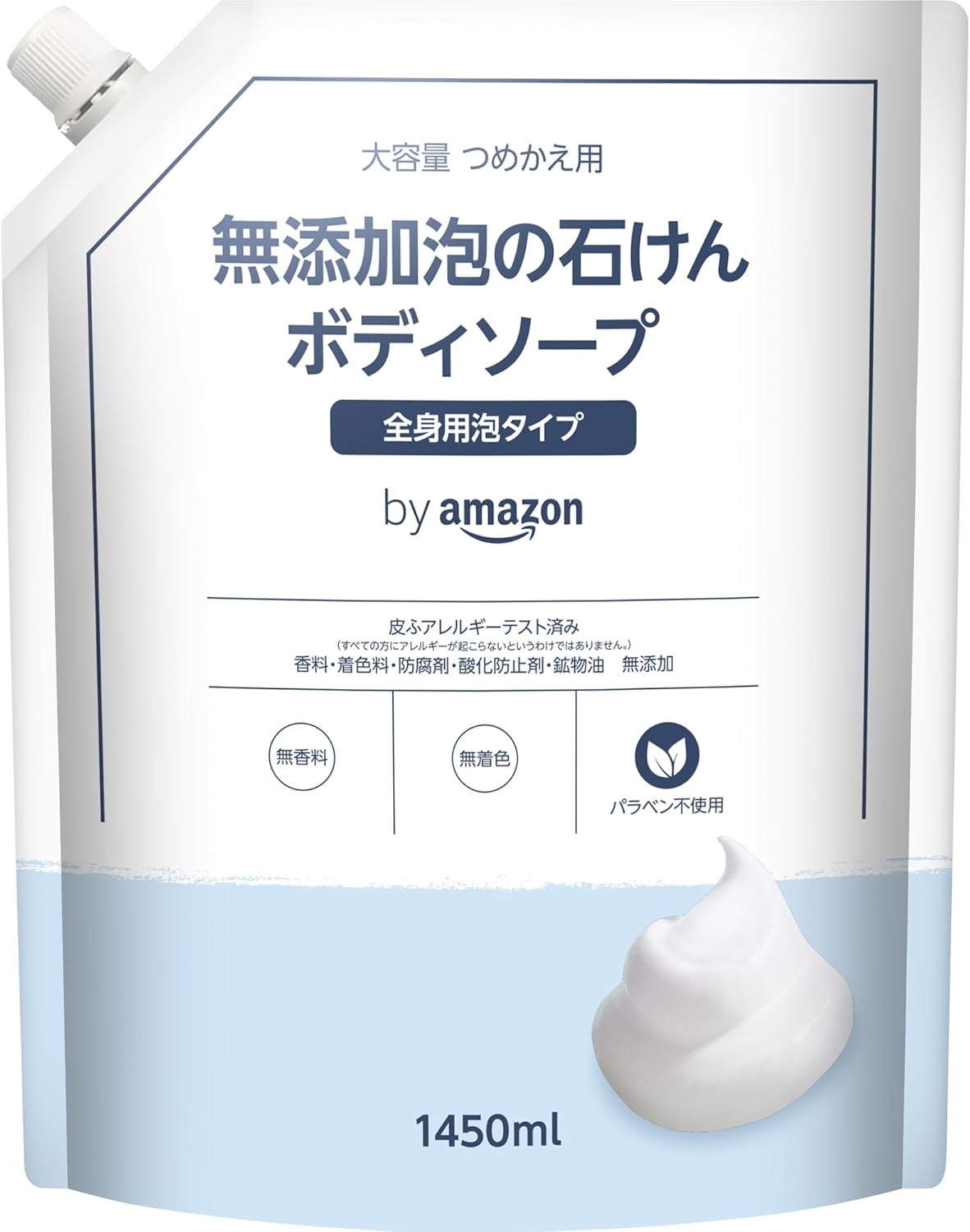 Detalle de by Amazon 無添加泡の石けんボディソープ 詰替え用 1,450mL・無着色