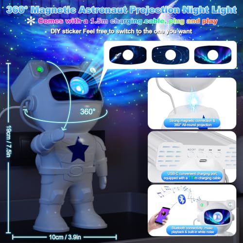 Thumbnail 1 de Yuinzin Proiettore Stelle Soffitto Astronauta – Proiettore Galassia Bluetooth 360°