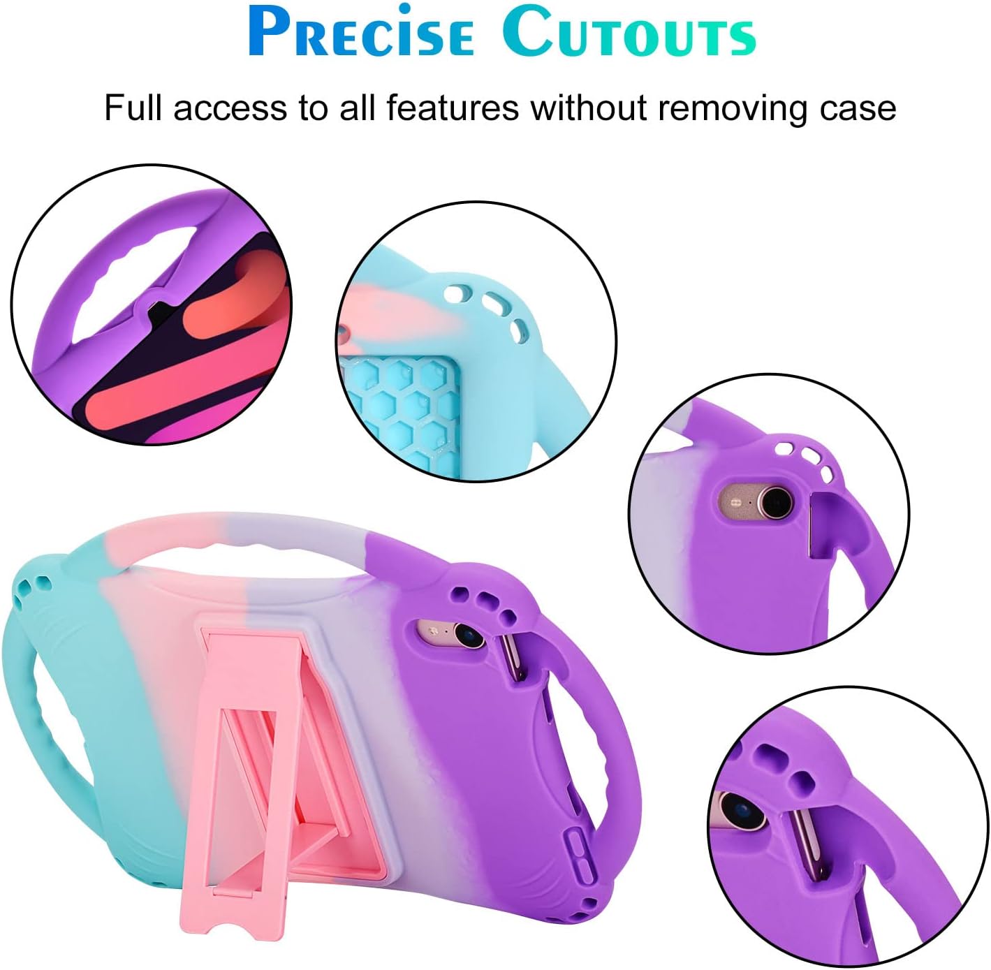 Detalle 2 de TopEsct Kids Case for iPad Mini 7 (A17 Pro) 2024 / iPad Mini 6 (A15) Shockproof Silicone Cover with Handle Stand