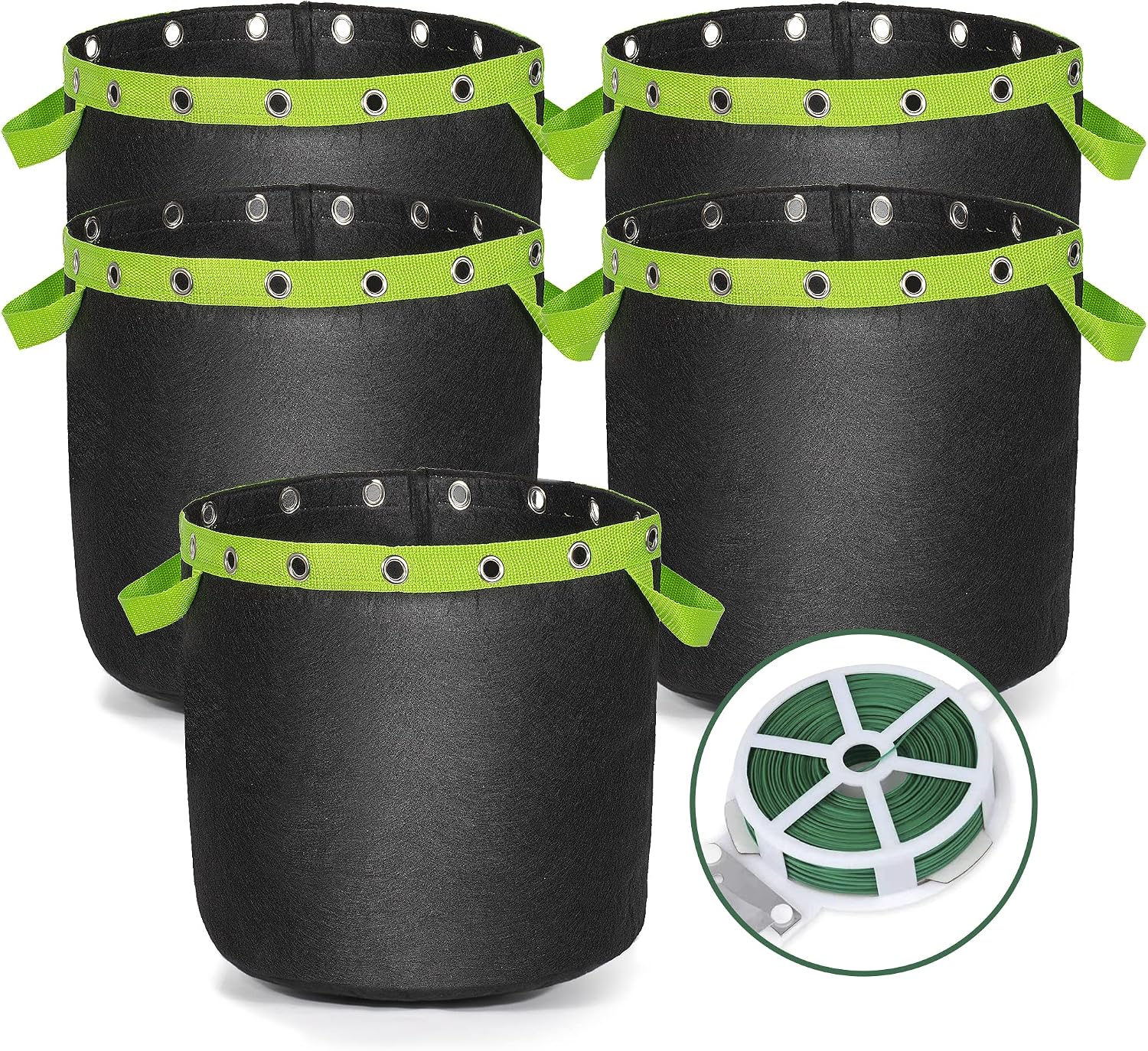 Detalle de Growerz 20L 5-Pack LST Fabric Grow Bags for Low-Stress Training with Handles and Twist Tie