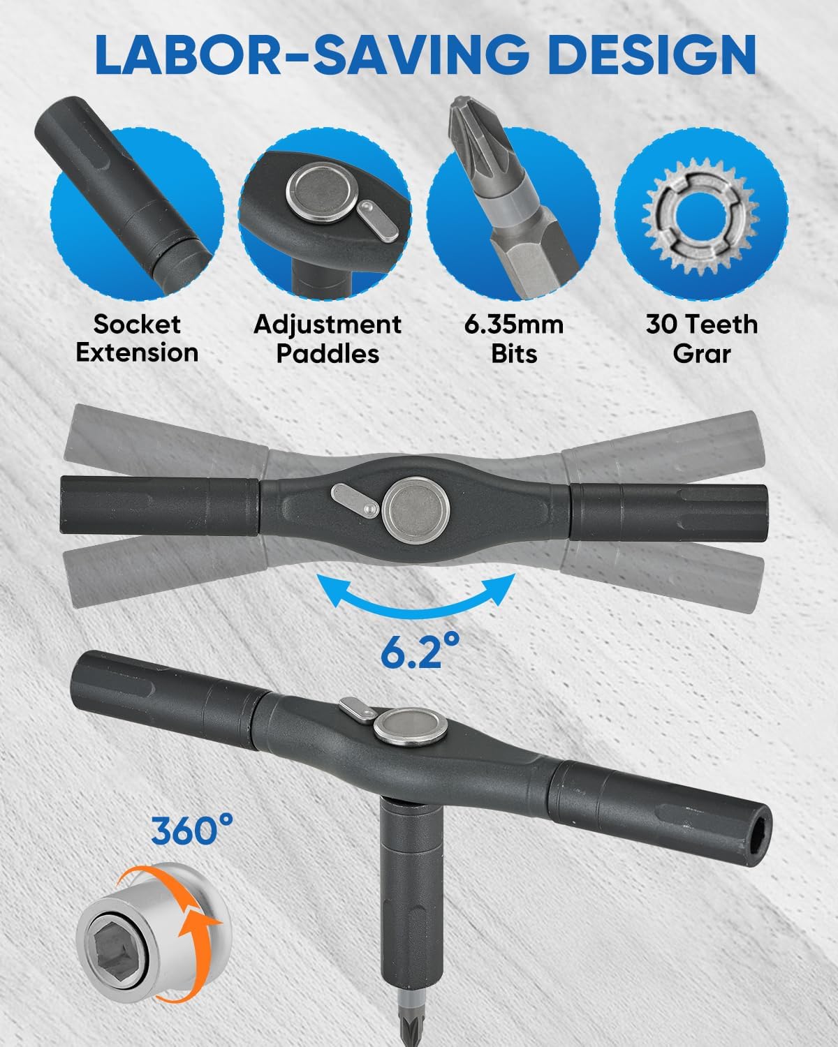 Detalle de Saker 66-in-1 Magnetic Ratchet Screwdriver Set