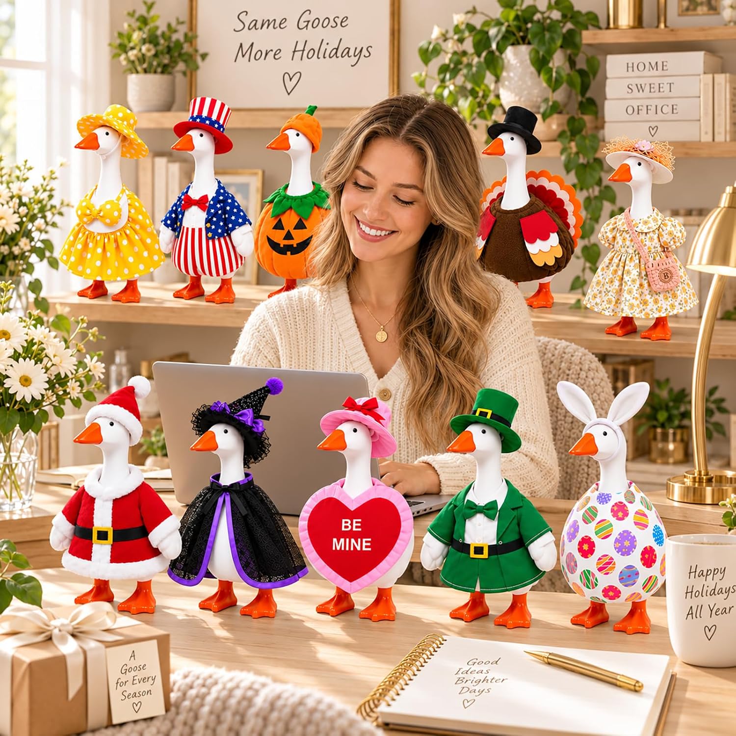 Detalle de SECVOY Desk Goose Outfits 10-Piece Seasonal Set for 7-Inch Desk Geese