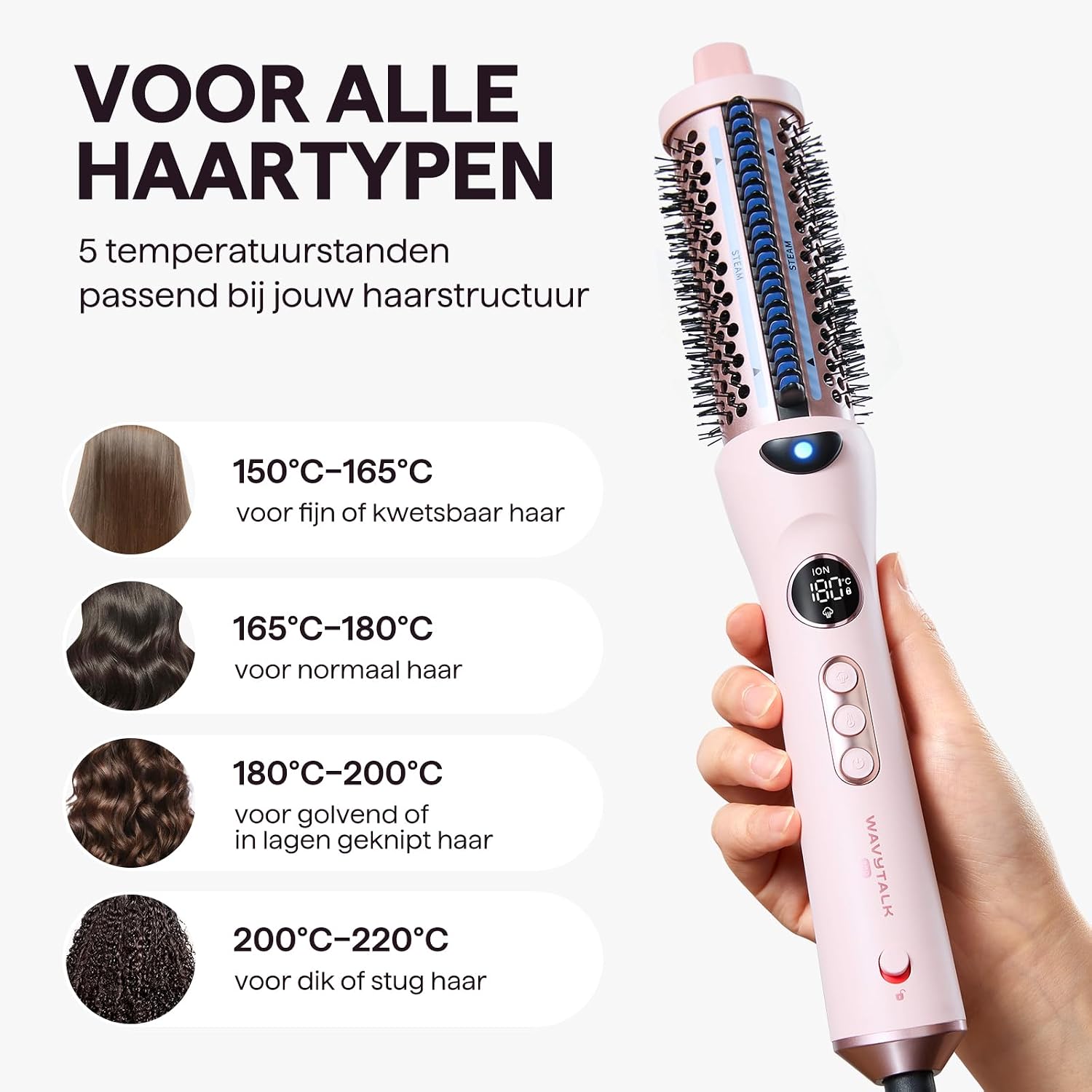 Thumbnail 6 de Wavytalk Steamlift Pro stoom-volumeborstel, 40 mm, 5 standen