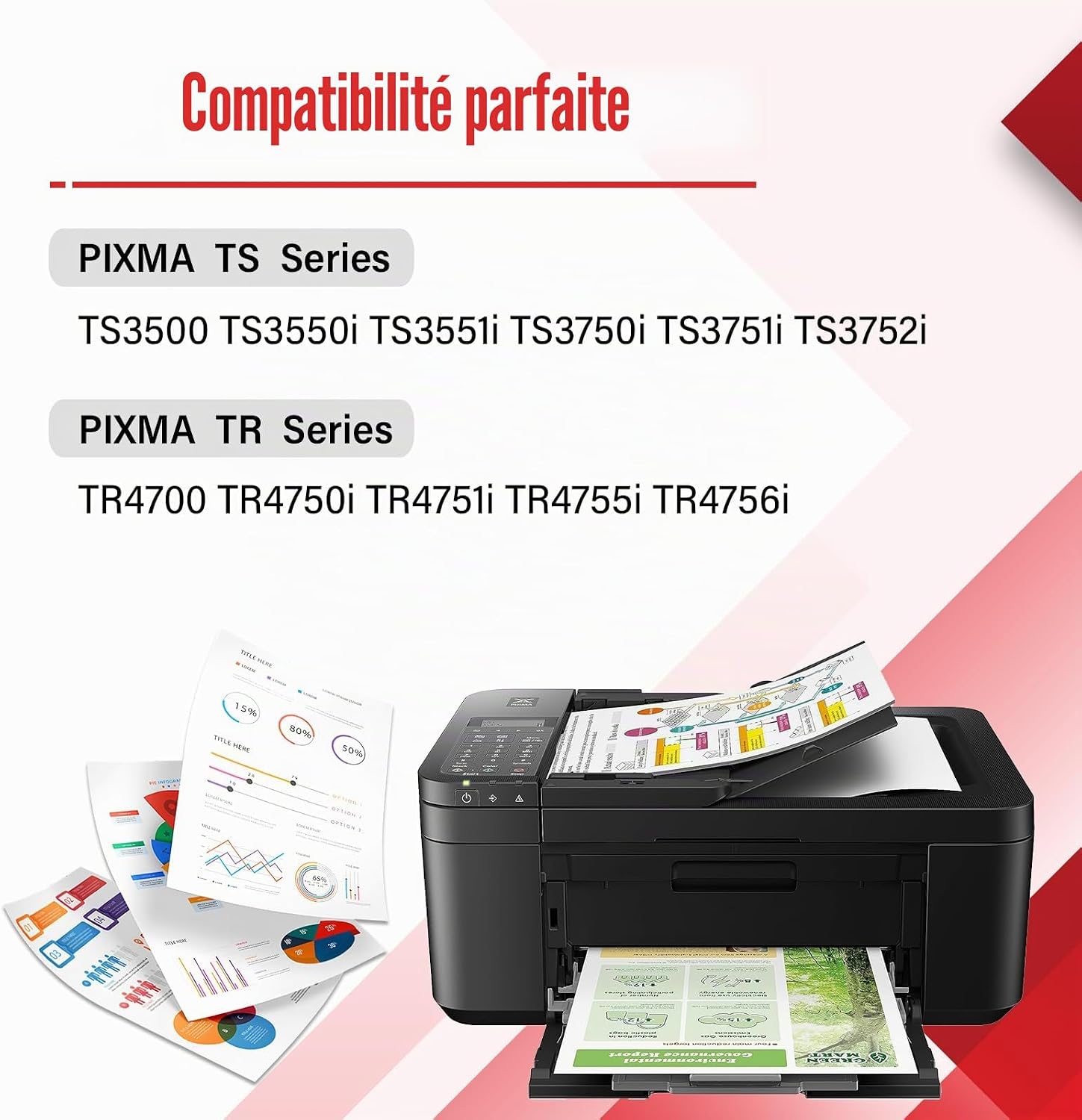 Detalle de Cartouche INFITONER Canon 575/576 XL (Noir et Tri-Couleur) — Compatible TS3551i, TR4755i, TS3750i