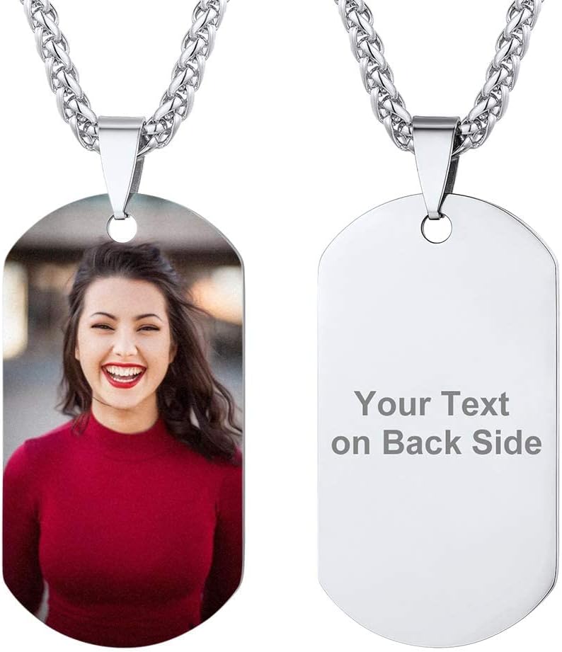 Thumbnail 6 de PROSTEEL Collier dog tag personnalisable photo/texte en acier inoxydable plaqué or